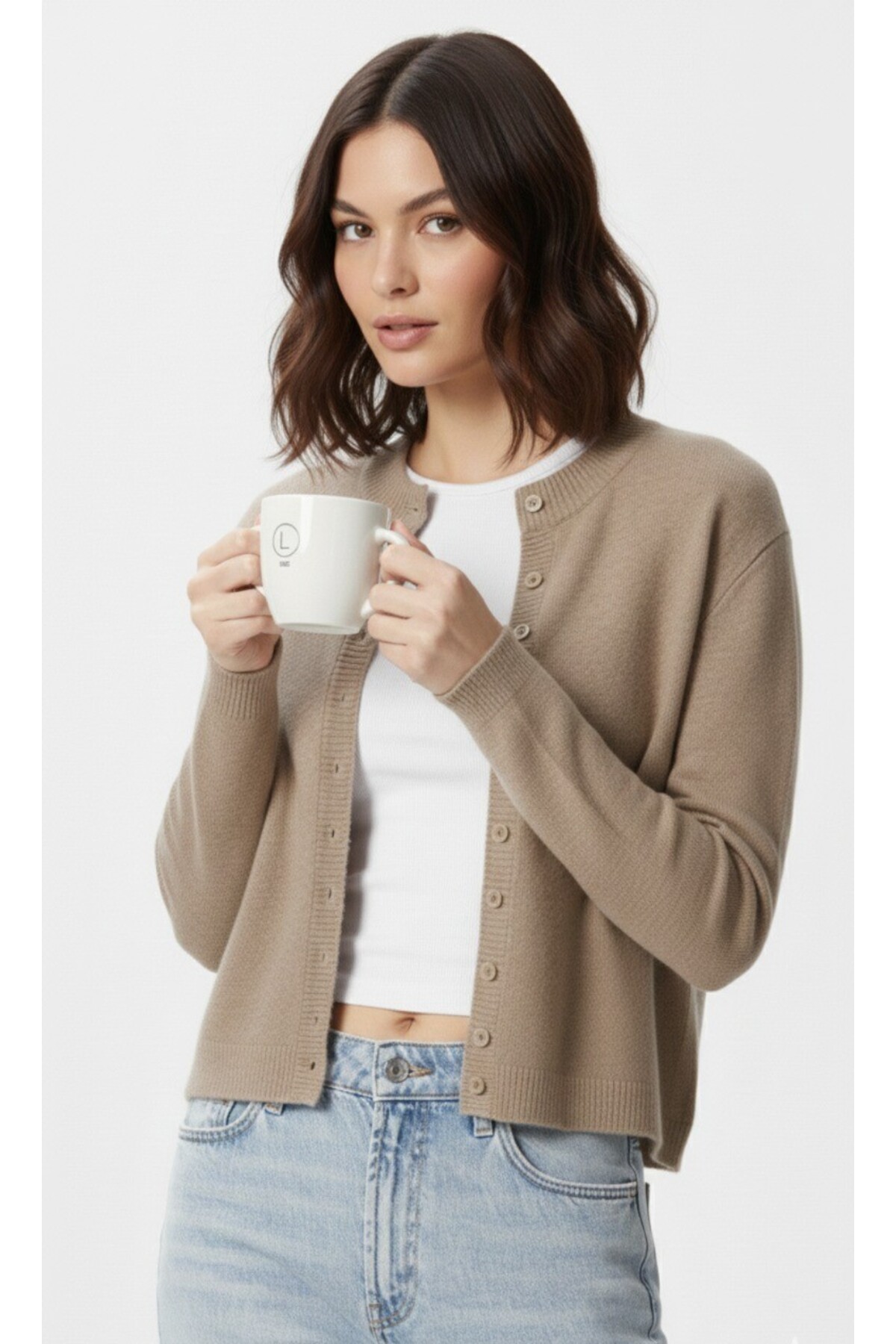 Ugdelia  Kadın Bisiklet Yaka Basic Triko Hırka - Görsel 4