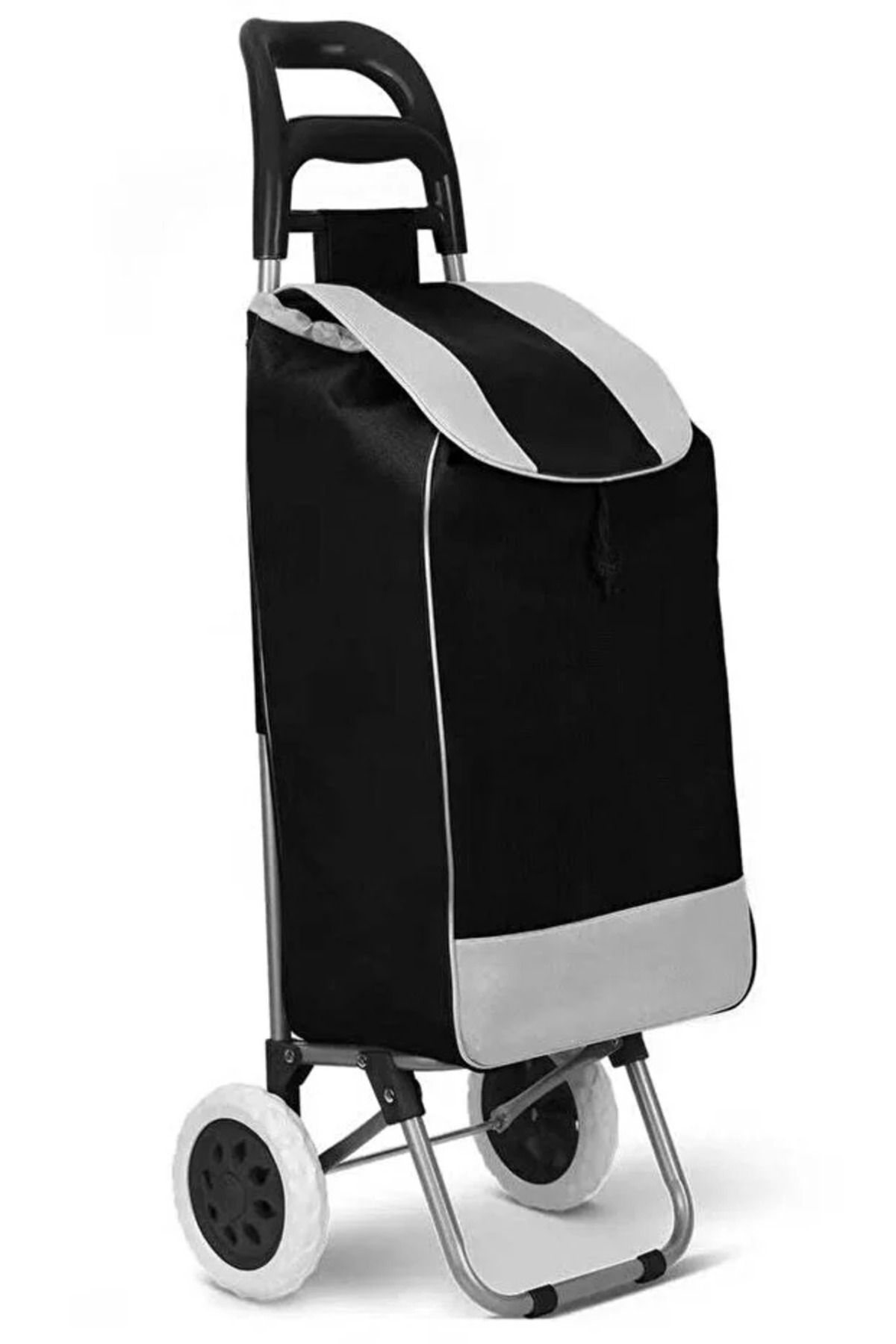 عربة تسوق قابلة للطي باللونين الأبيض والاحمر