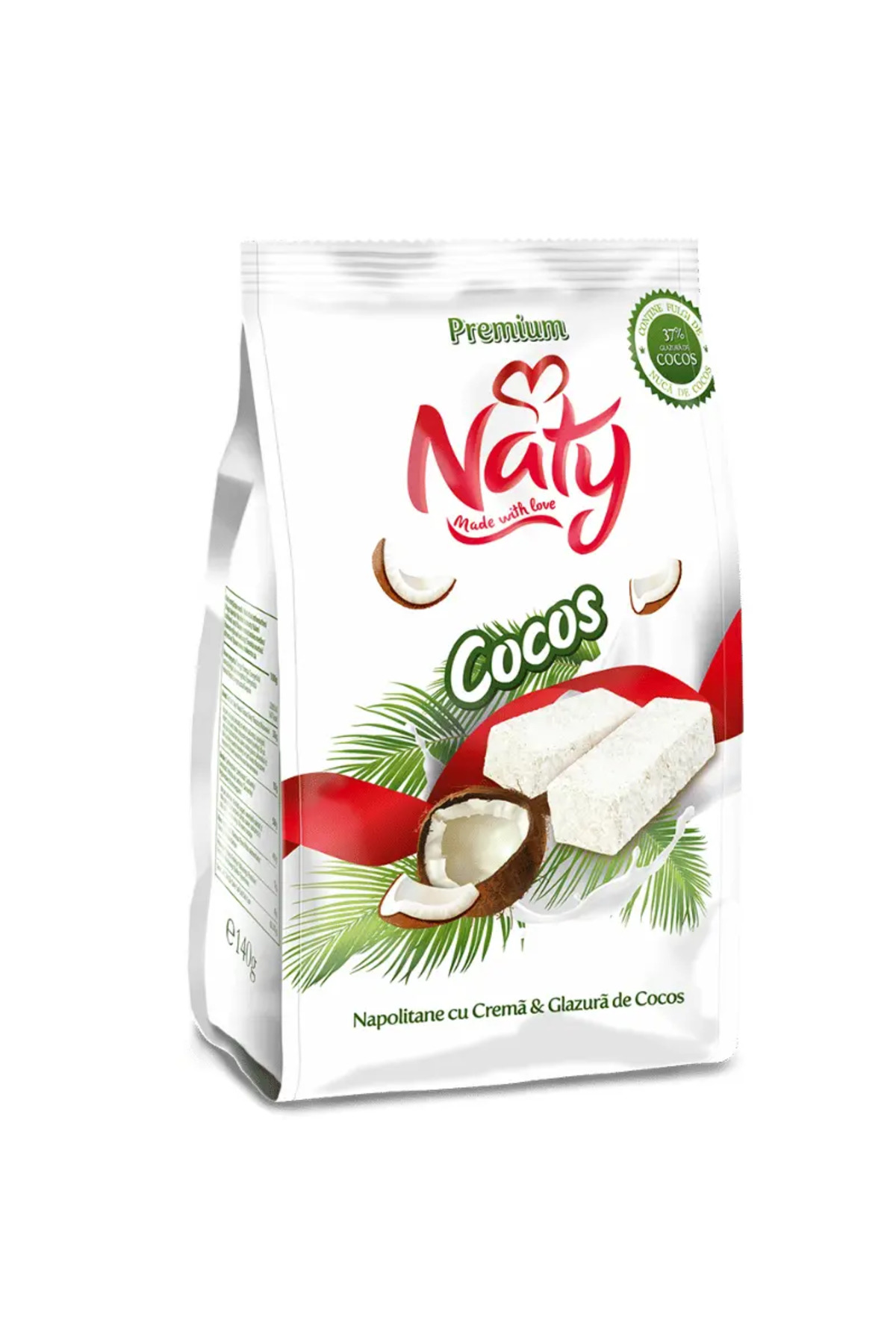 European Food International НАТИ ПРЕМИУМ – Вафли с кокосов крем и глазура 140 г