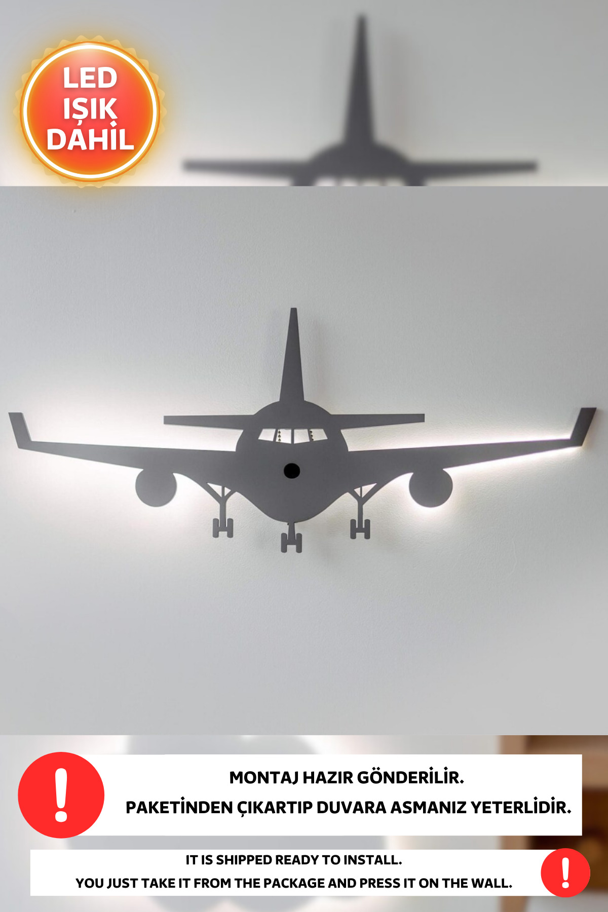 Dekorvin 1 Adet Uçak 2 Adet Bulut Led Işık Gece Lambası Bebek Çocuk Odası Duvar Dekorasyon Aydınlatma Lamba fotoğrafı 3 (önizleme)