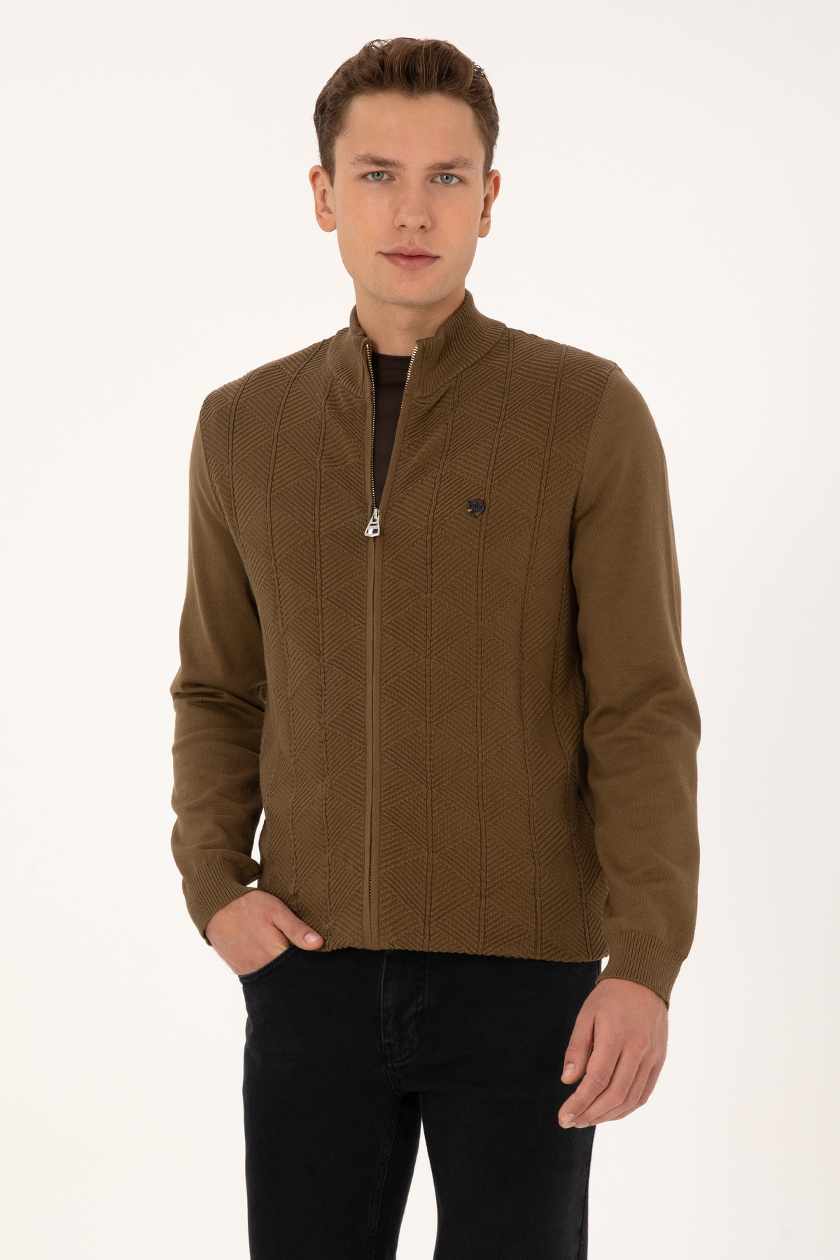 U.S. Polo Assn. Erkek Haki Triko Hırka 50315024-VR027