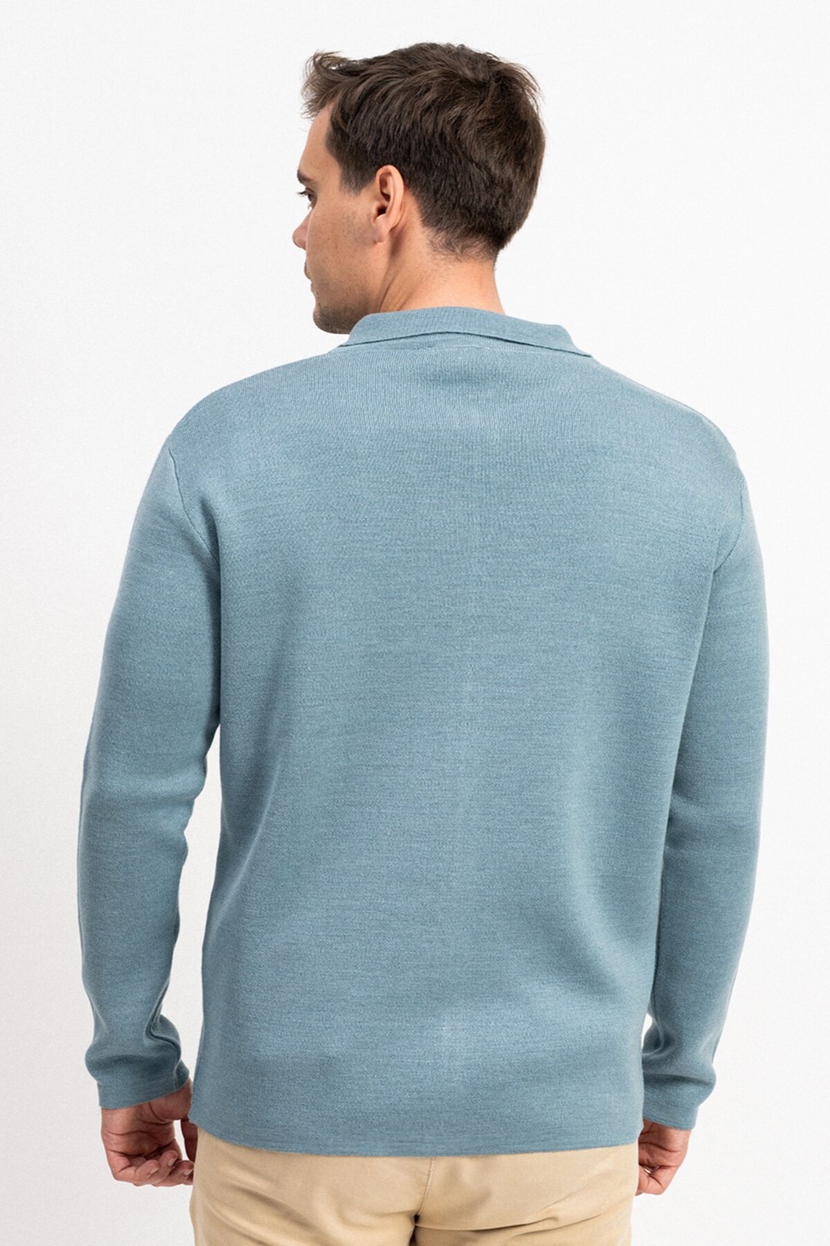 F&K  Polo Yaka Fermuarlı Erkek Triko Hırka - Görsel 5