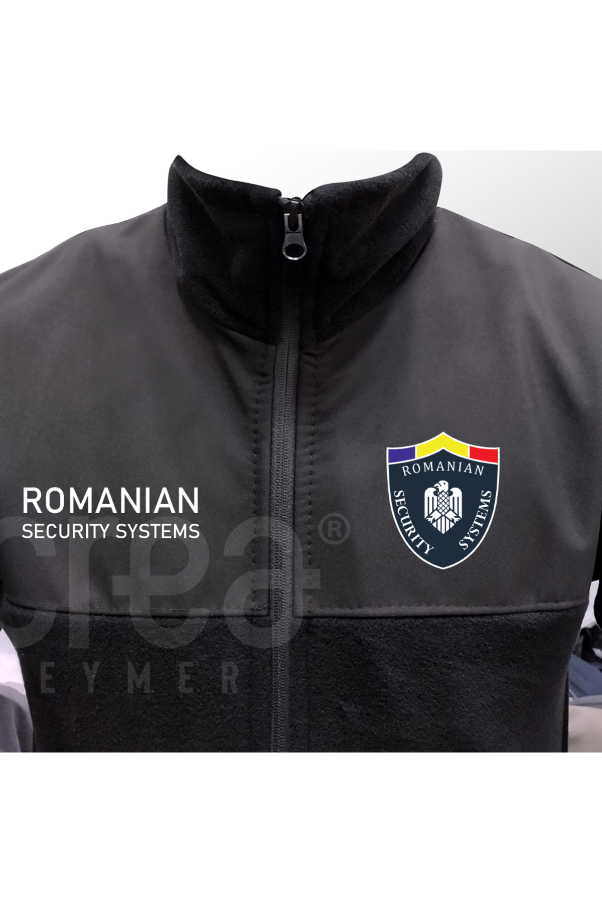 Romanian Security Systems Non-Pilling Full Zipper Softshell Fleece - Softshell Polar Mont Black — مشکی ssh-016 — تصویر 2 از 5