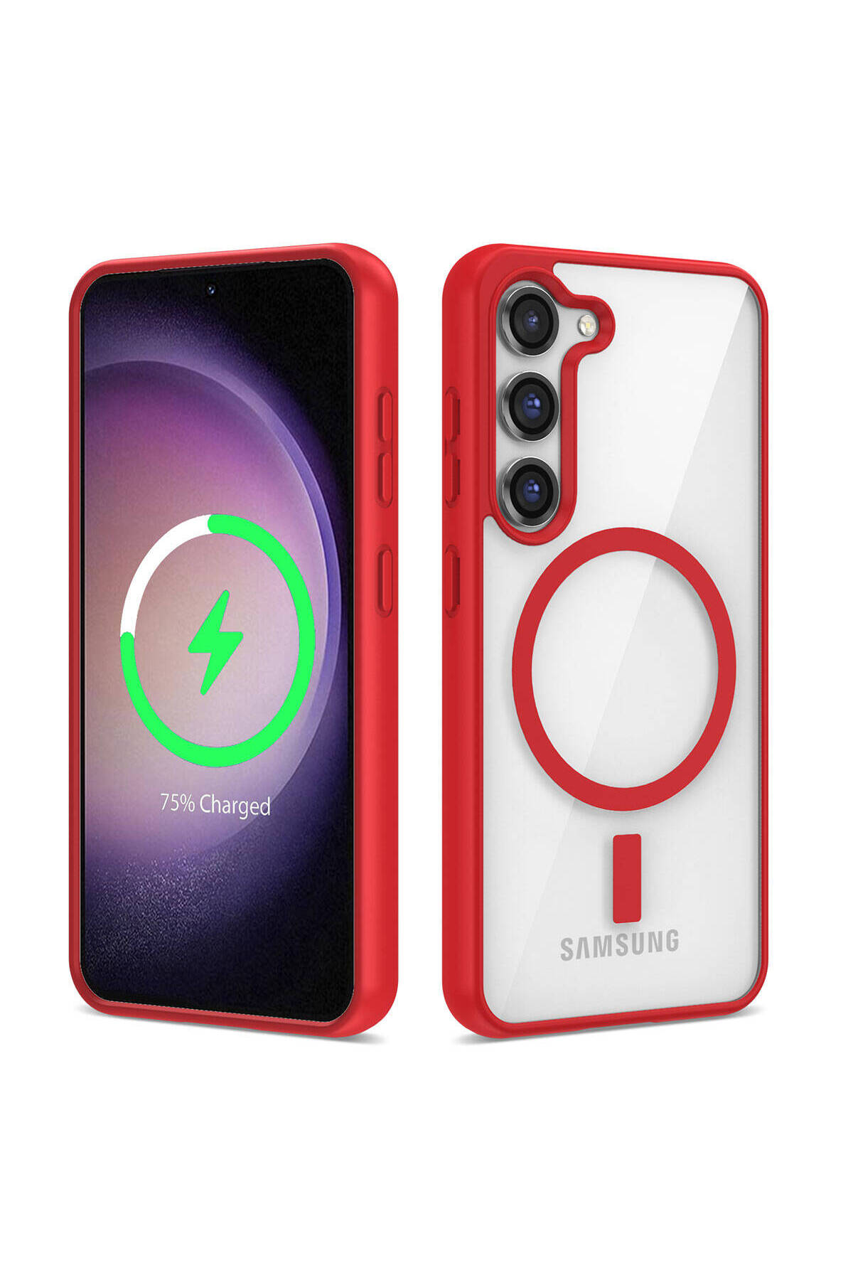 Galaxy S22 Uyumlu Magsafe Wireless Şarj Özellikli Silikon NXXA Ege Kılıf-Kırmızı