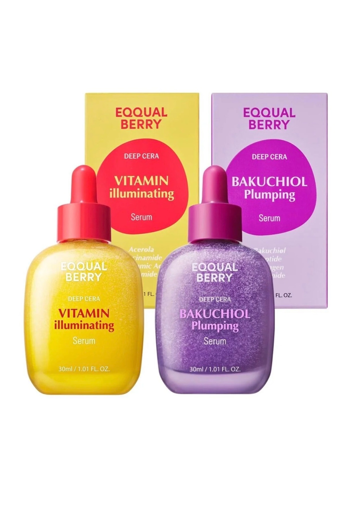 EQQUALBERRYS Bakuchiol and Vitamin C Serum Set - Anti-aging and brightening d...