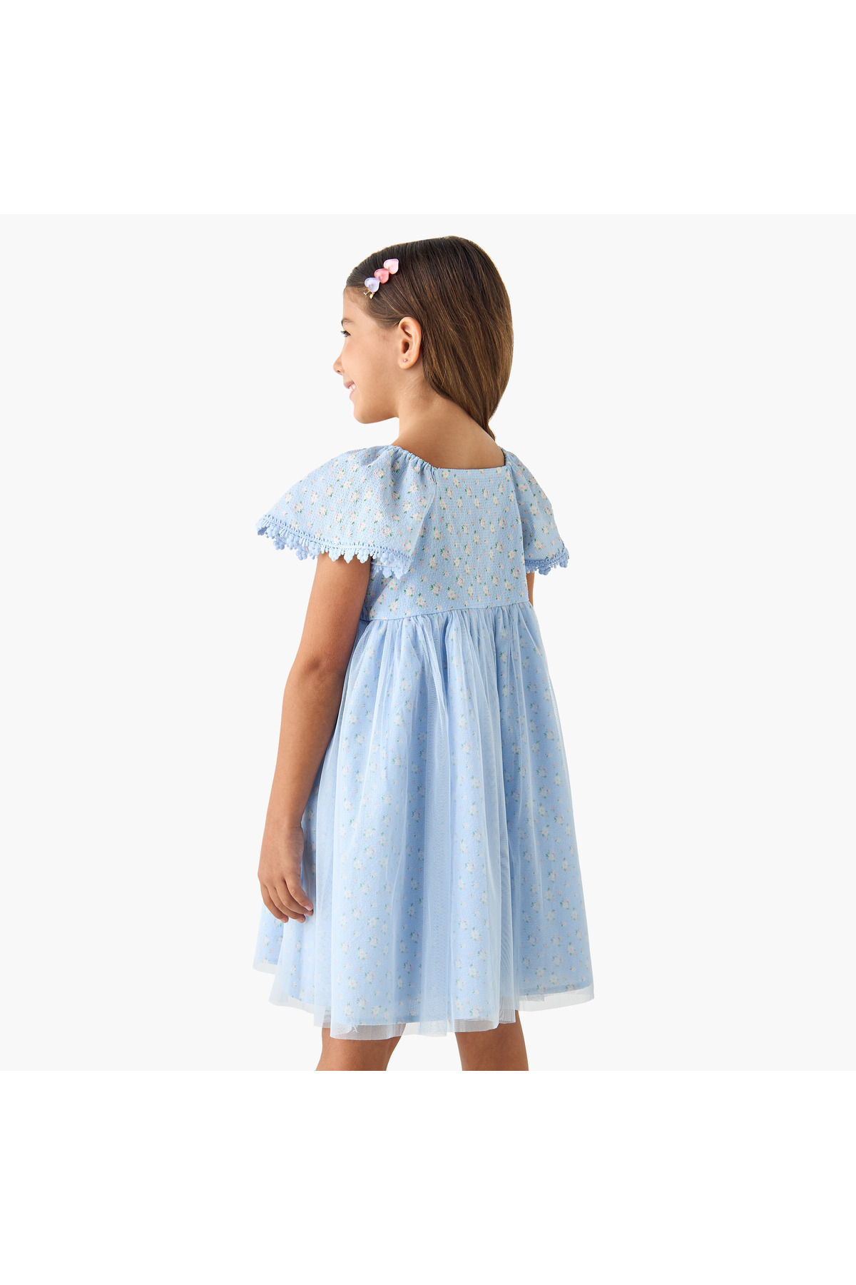 فستان بقصة حرف A مزين بطبعة زهور، بياقة مربعة وتفا...