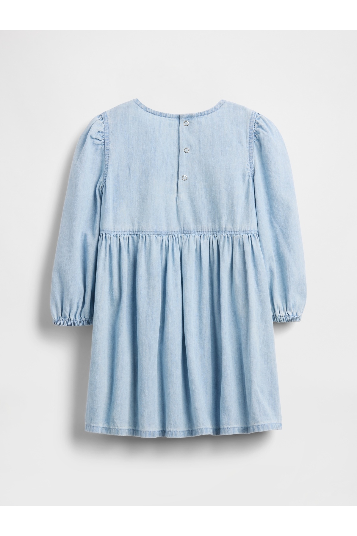 GAP Kız Bebek Mavi Denim Ruffle Heart Elbise fotoğrafı 2 (önizleme)