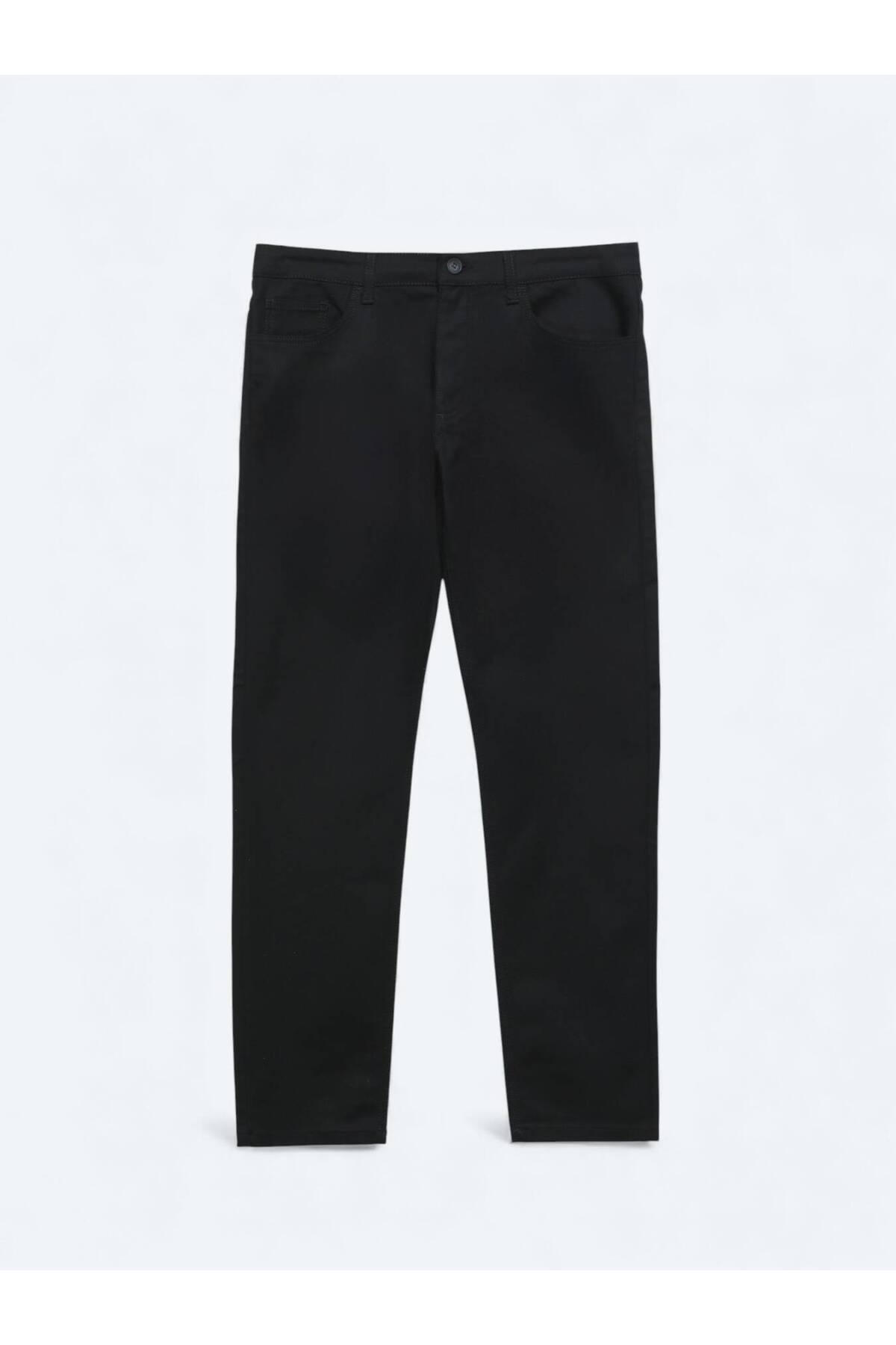 شلوار ورزشی نخی اسلیم فیت مشکی ساده بافت Kip