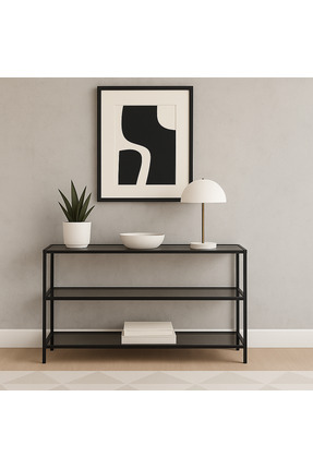 Trendmiz Aura Füme Camlı Siyah Metal Dresuar, konsol, tv altı ünitesi 100x60x...