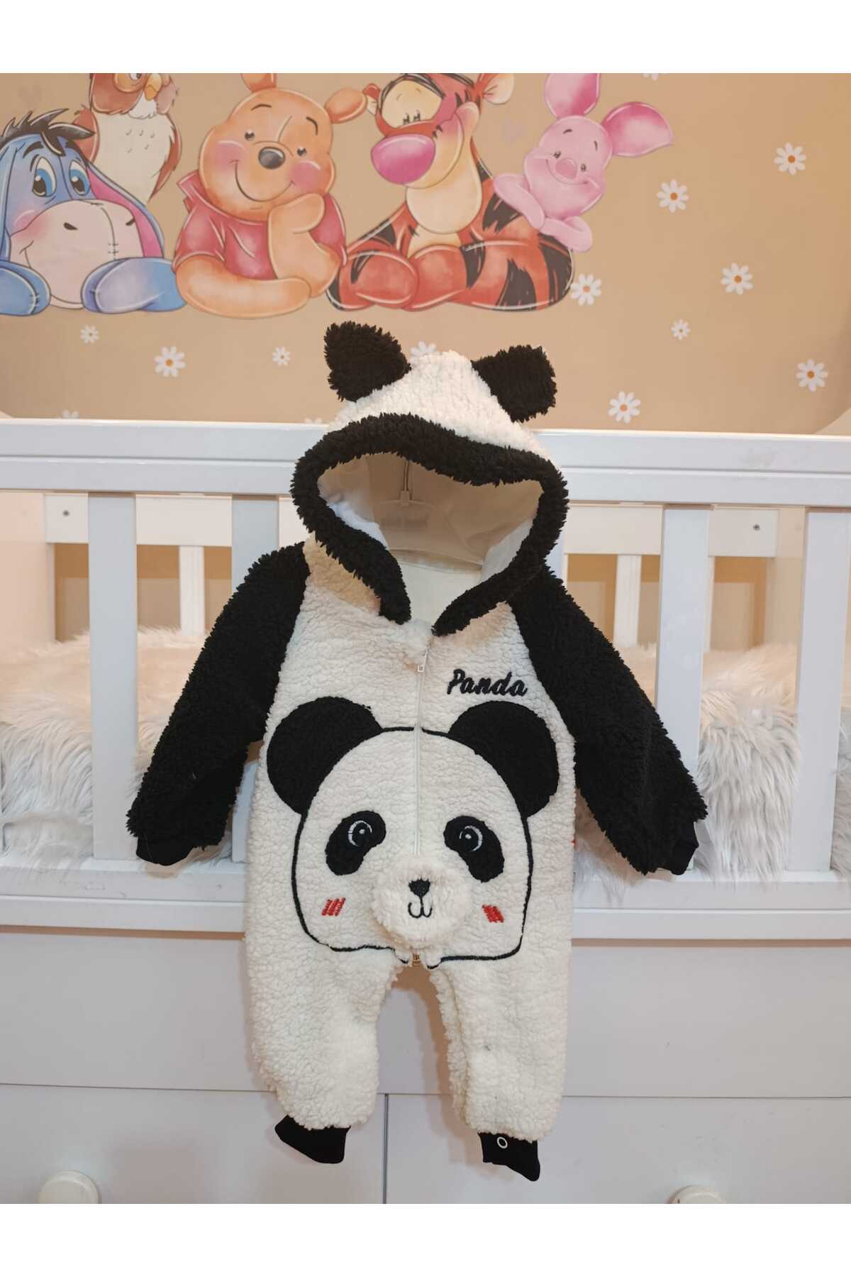 BY TUNA DESİGN Kışlık Panda Temalı Kapüşonlu Bebek Tulum – Peluş Welsoft, Fermuarlı fotoğrafı 3 (önizleme)