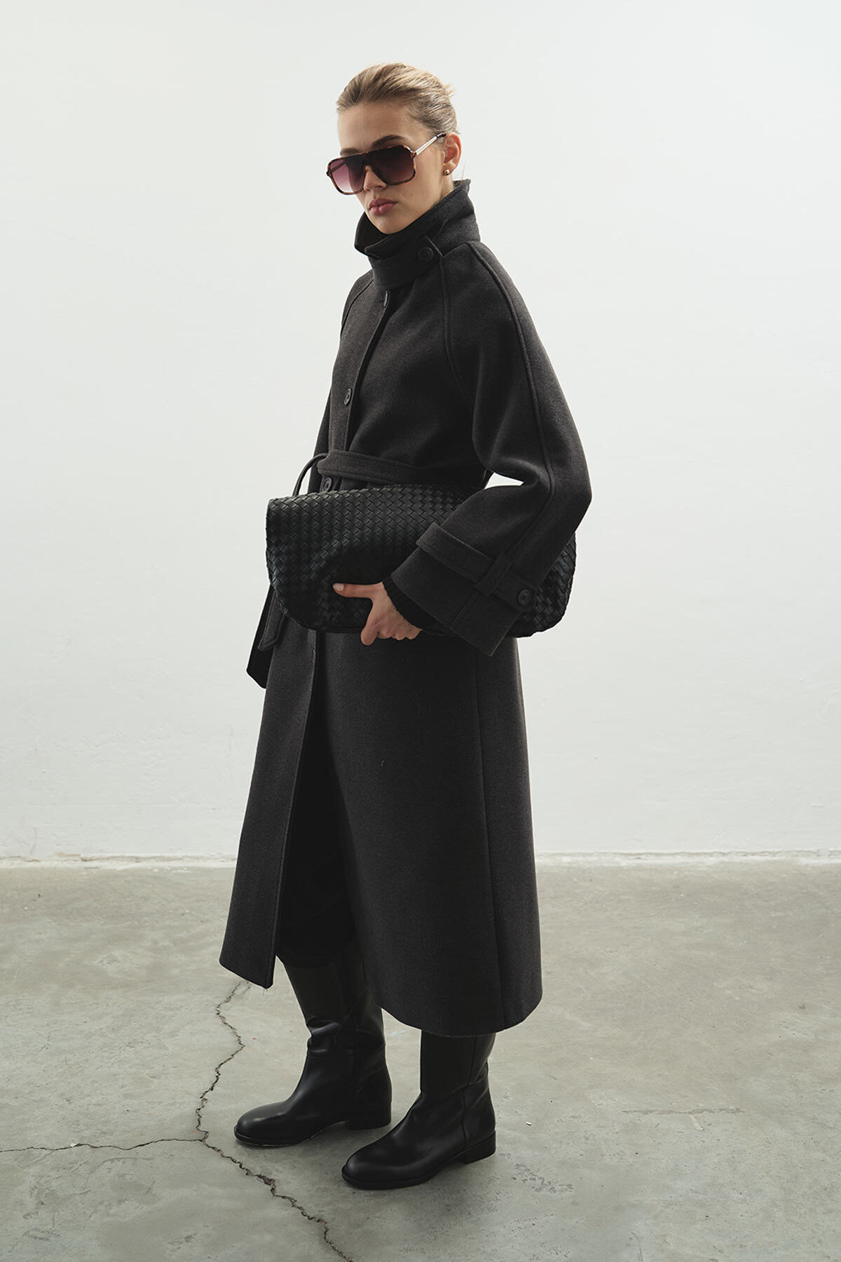 Hooopstore Kaşe Antrasit Kaban