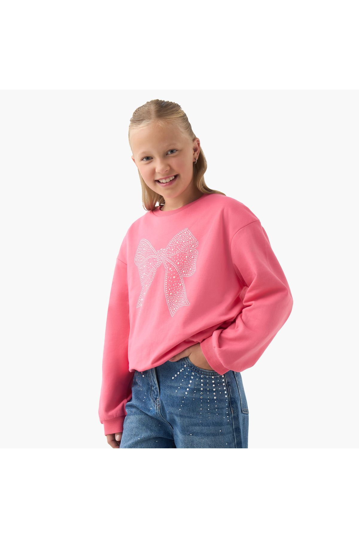 Juniors Embellished Pullover with Long Sleeves