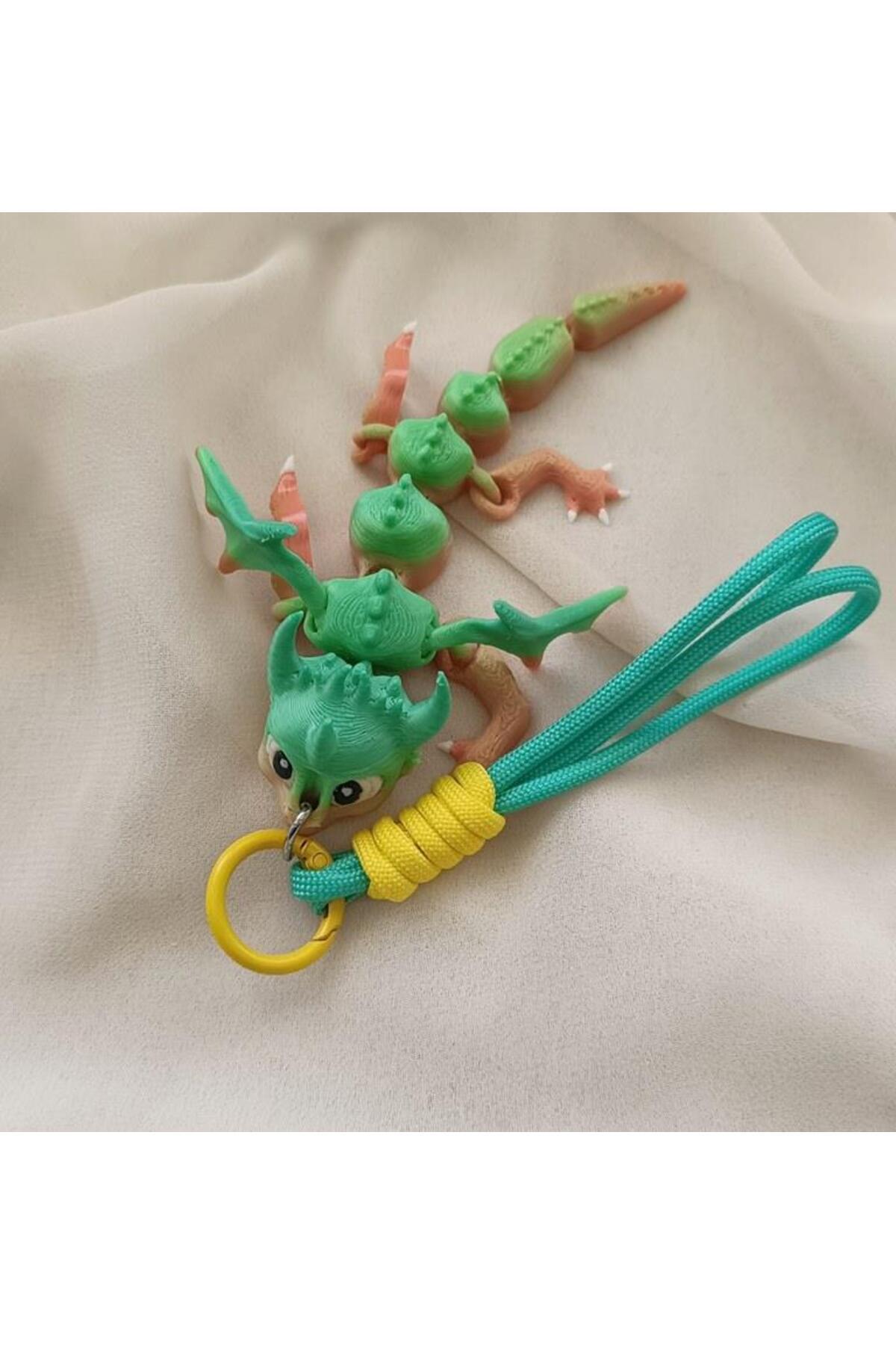 Hd Marketim Anahtarlık Çanta Süsü 3D Ejderha Oynar Eklem Oyuncak Yılbaşı Doğum Günü Hediye Sarı fotoğrafı 2 (önizleme)