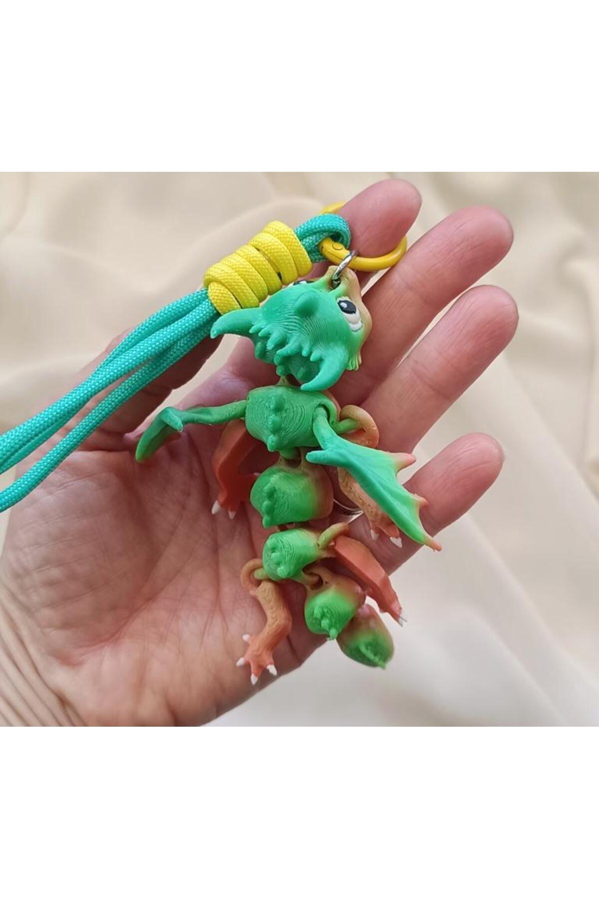 Hd Marketim Anahtarlık Çanta Süsü 3D Ejderha Oynar Eklem Oyuncak Yılbaşı Doğum Günü Hediye Sarı fotoğrafı 3 (önizleme)