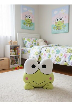Giftify-Tr Keroppi Temalı Kurbağa Peluş Yastık – Çocuk Odası Dekoratif Yastık