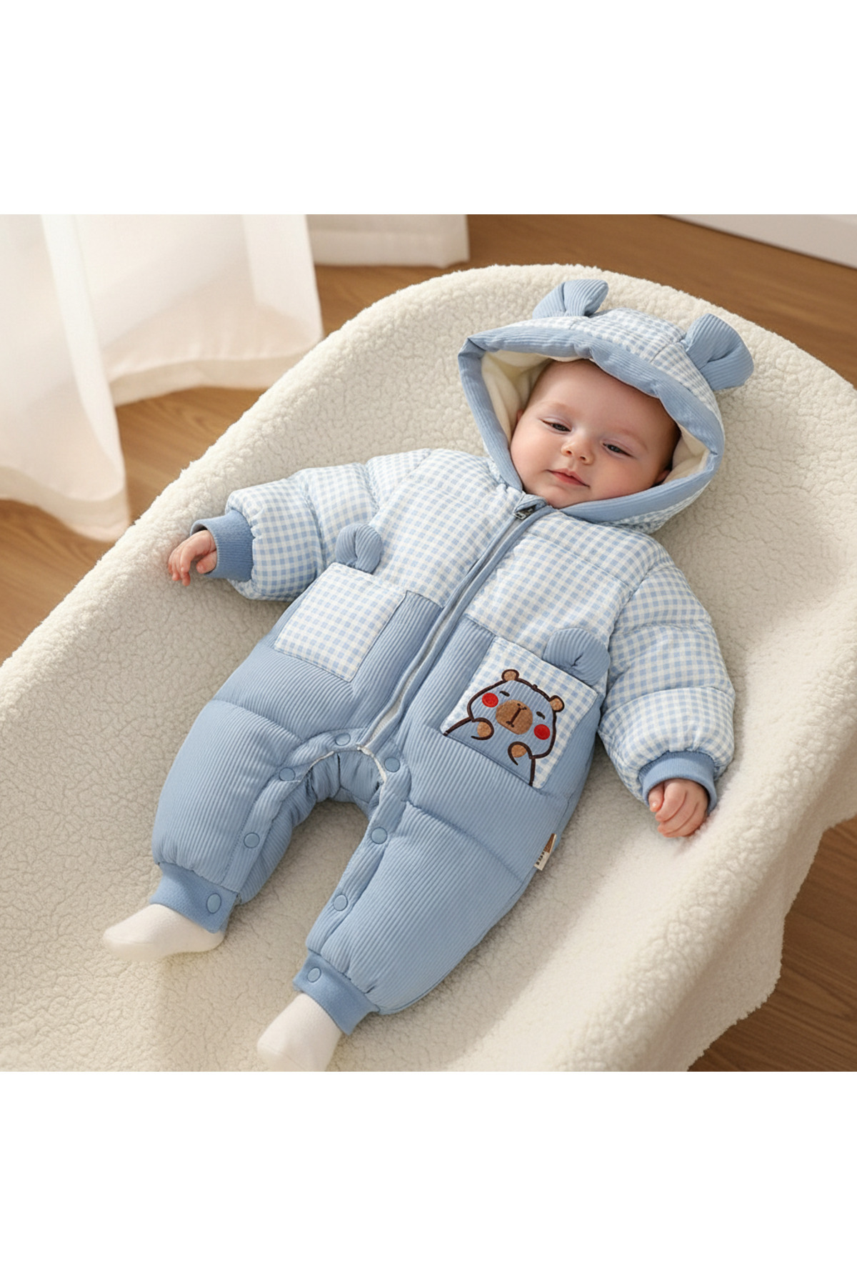 melisam.msg Kız Erkek Çocuk İçi Polar Kalın Sevimli Ayıcık Tulum Mont fotoğrafı 4 (önizleme)