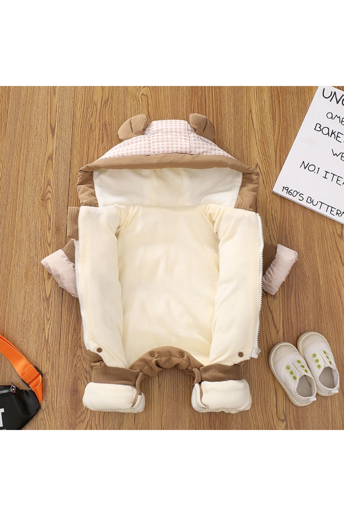 melisam.msg Kız Erkek Çocuk İçi Polar Kalın Sevimli Ayıcık Tulum Mont fotoğrafı 3 (önizleme)