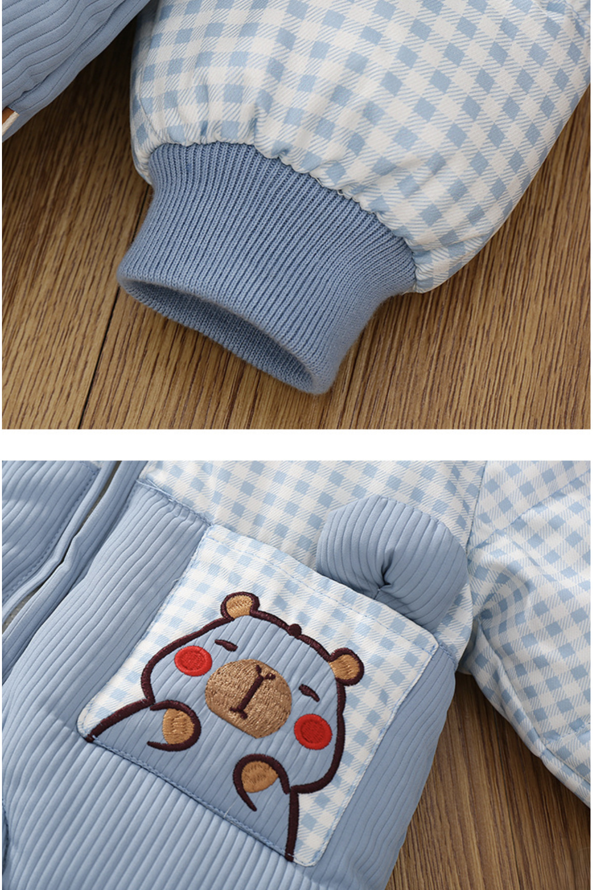 melisam.msg Kız Erkek Çocuk İçi Polar Kalın Sevimli Ayıcık Tulum Mont fotoğrafı 5 (önizleme)