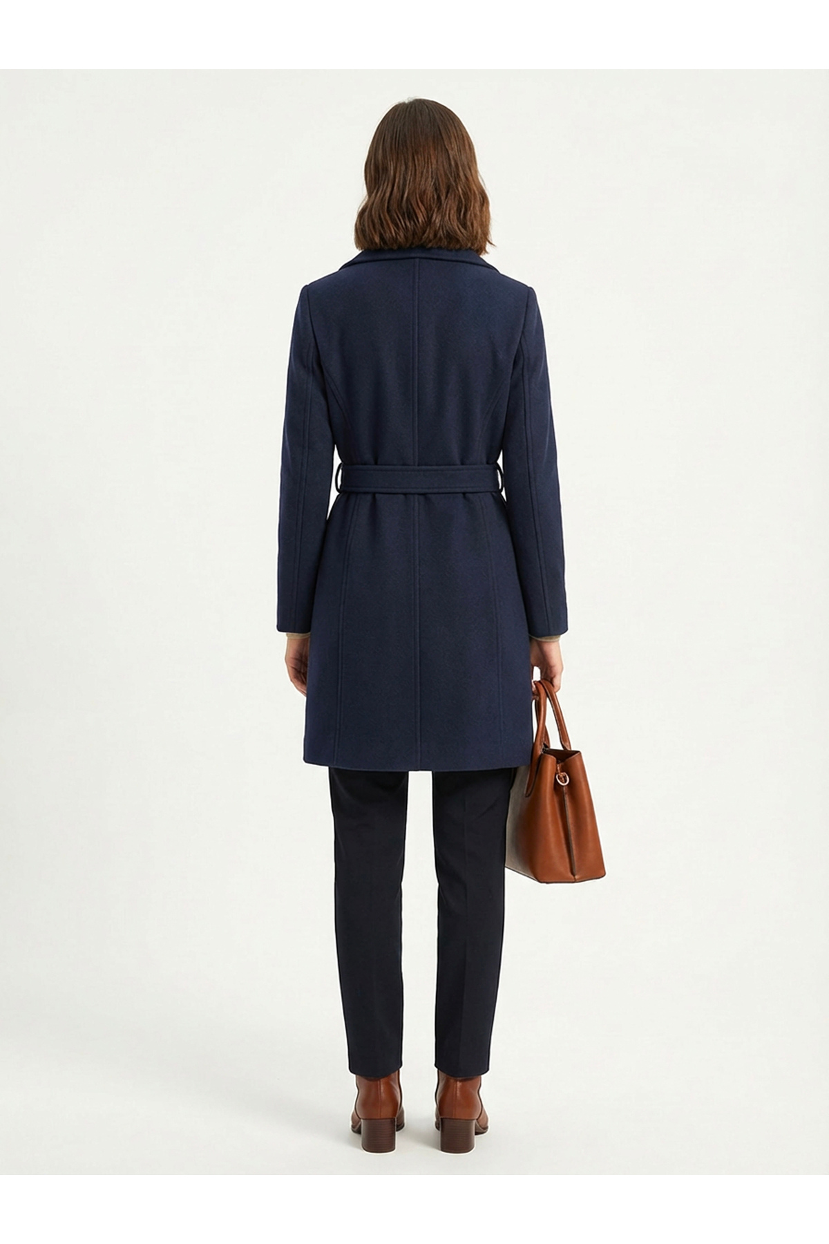 Soydan Güner  Kadın Kısa Kruvaze Kaban Lacivert 1480 - Görsel 4