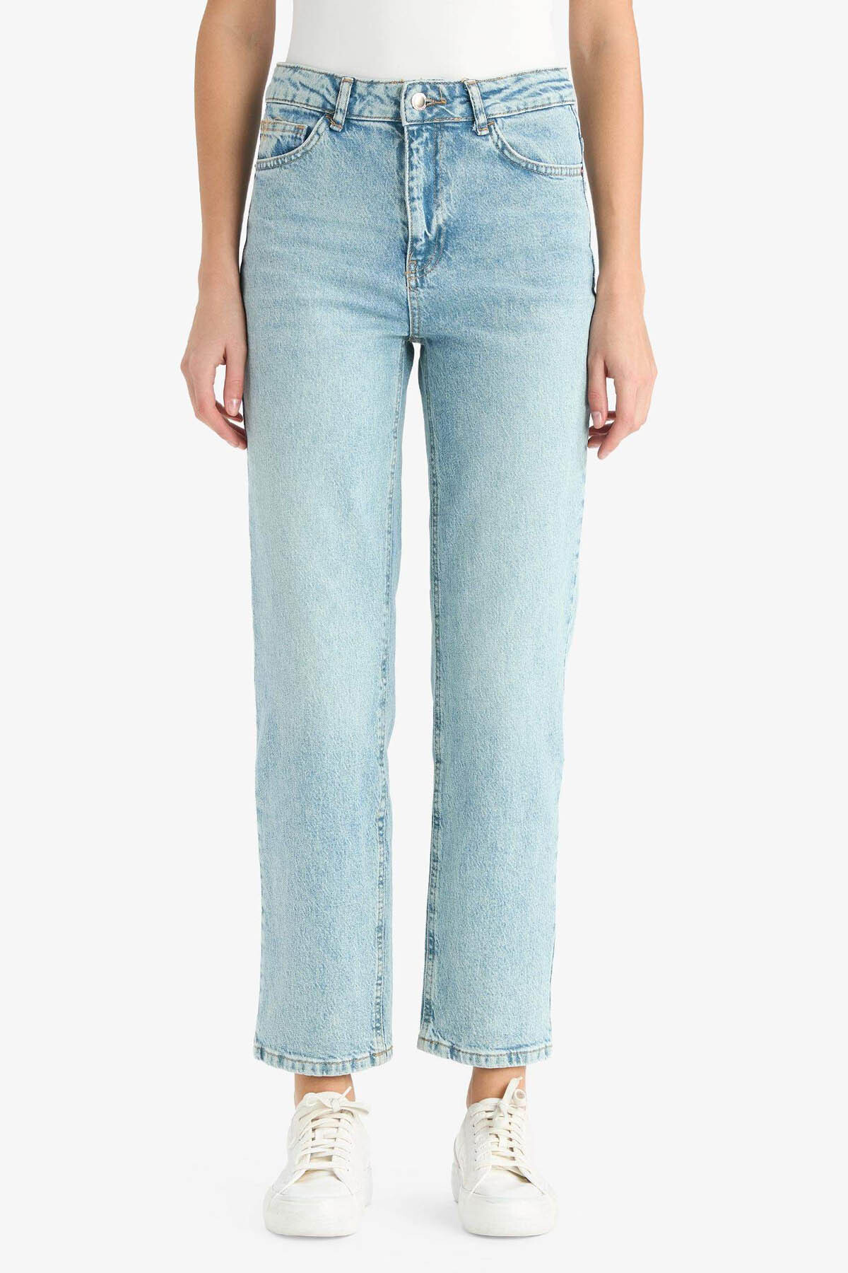 DeFacto Comfort Straıght Normal Bel Bilek Boy Jean Yıkamalı Pantolon G2215AX25WN görsel 5