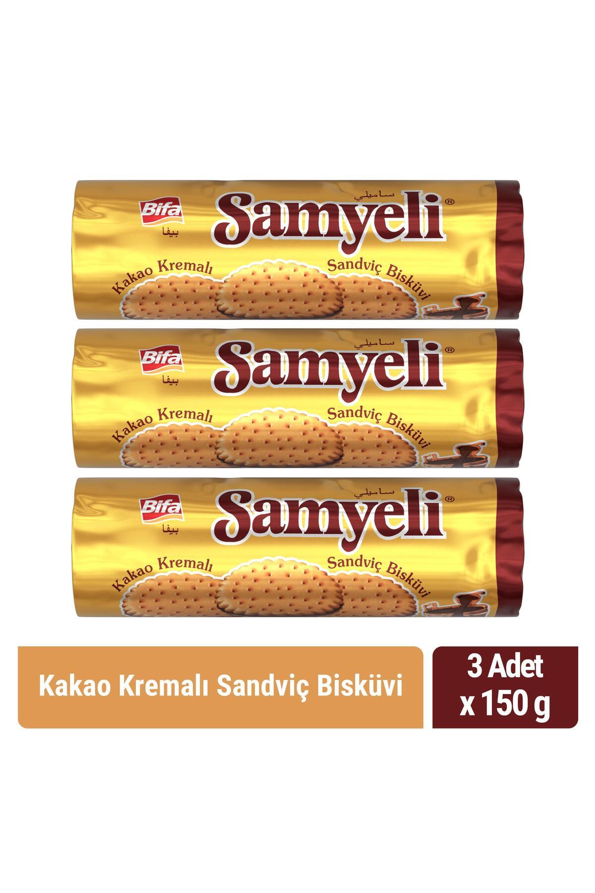 Bifa Samyeli Kakao Kremalı Sandviç Bisküvi 150 gr x 3 Adet