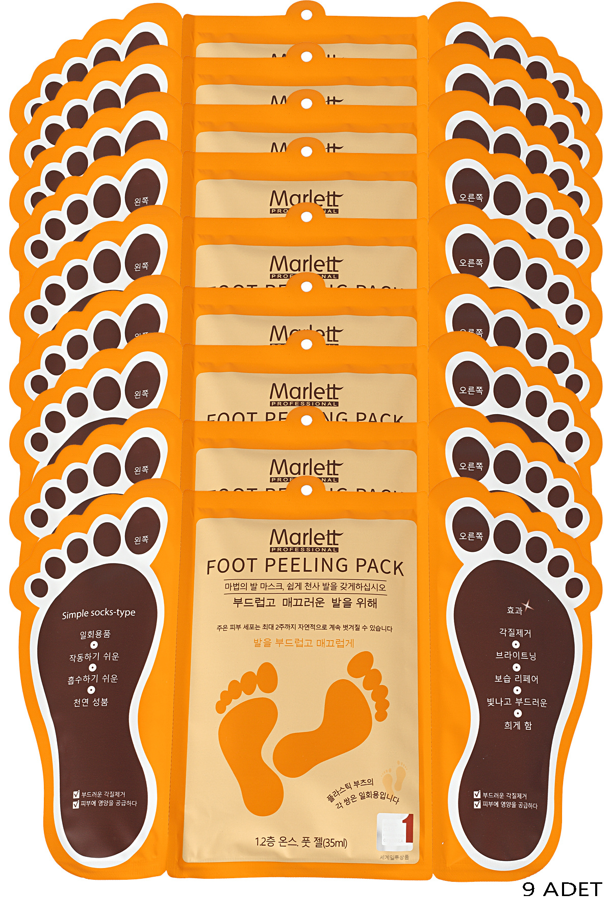 Marlett Foot Peeling Pack - Professıonal Çorap Tipi Ayak Peeling Maskesi 9 Adet