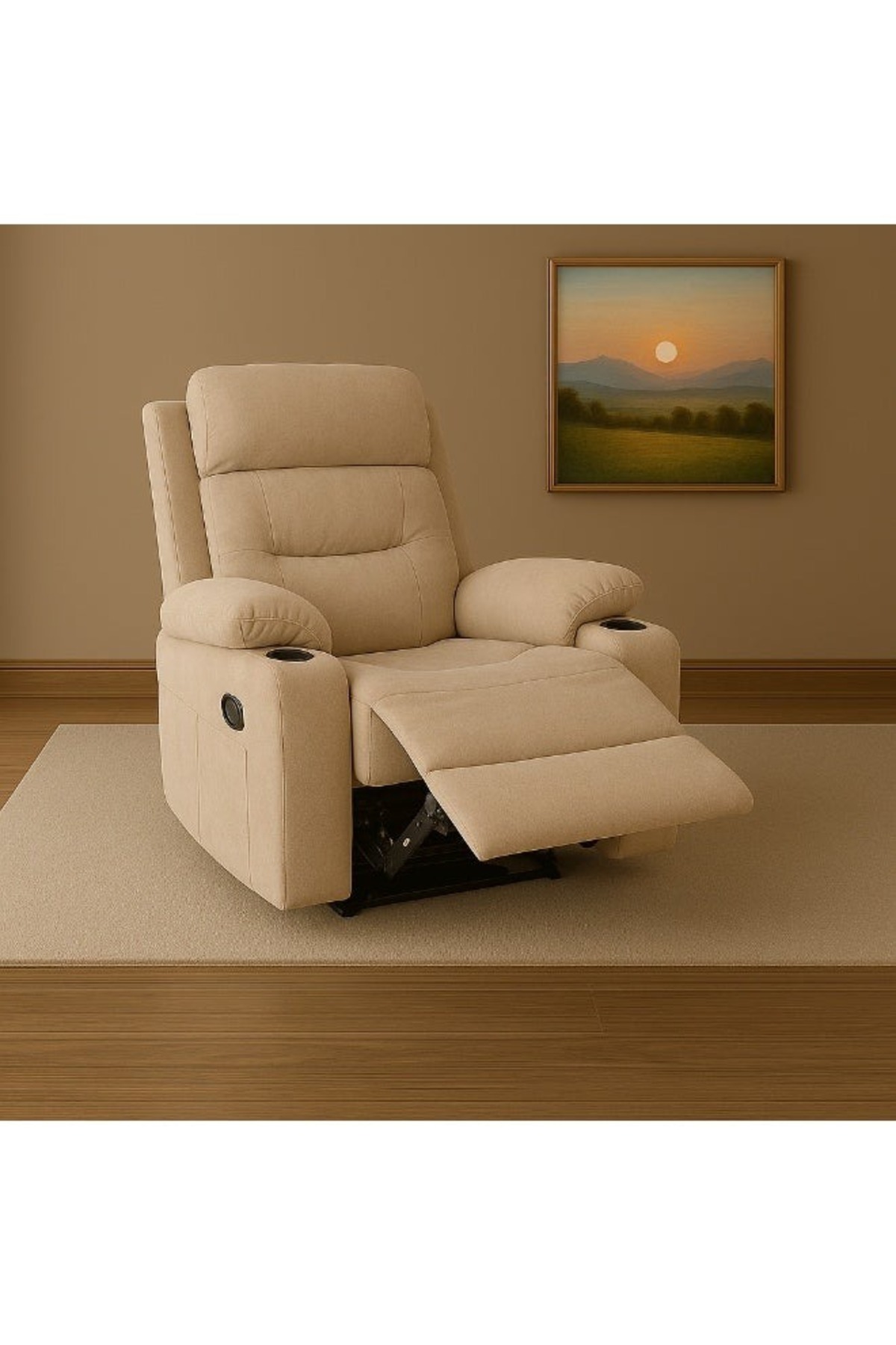 كرسي استرخاء هزاز ومائل من القطيفة البيج الفاخر مع...