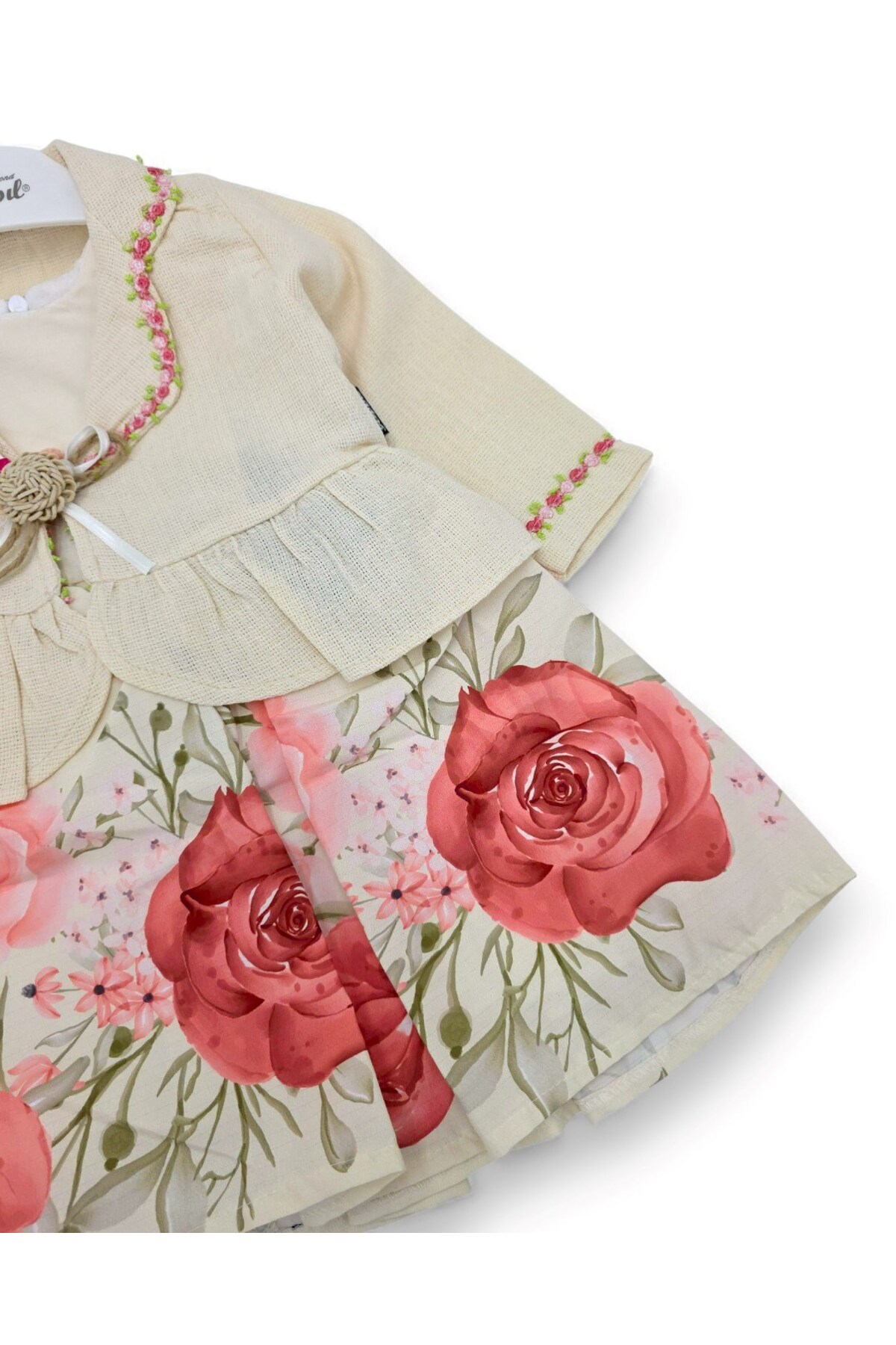 Ege Bebek Kız Bebek 1-2-3 Yaş Gül Detaylı, Bolerolu 2 Parçalı Elbise Elbise fotoğrafı 6 (önizleme)