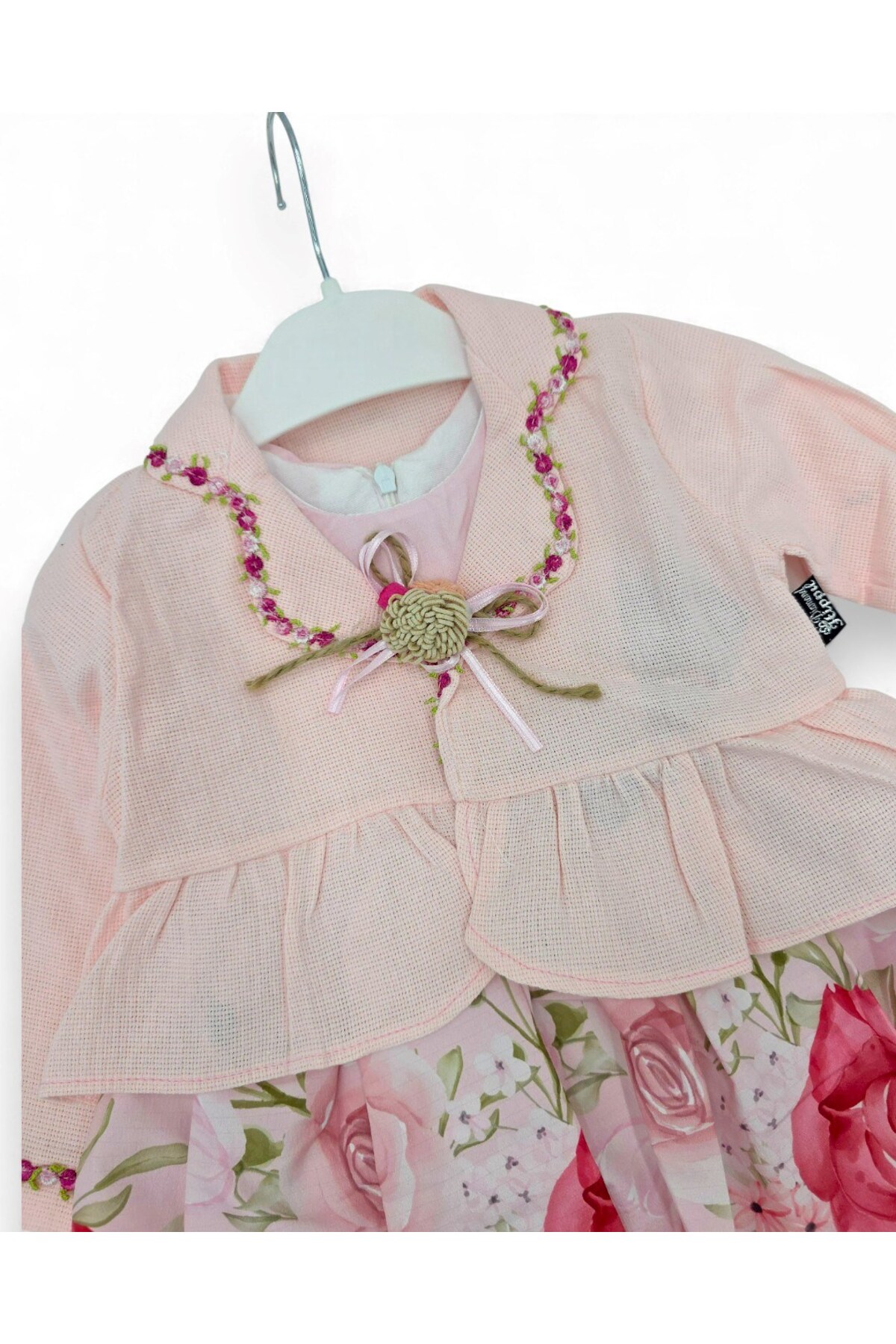 Ege Bebek Kız Bebek 1-2-3 Yaş Gül Detaylı, Bolerolu 2 Parçalı Elbise Elbise fotoğrafı 5 (önizleme)