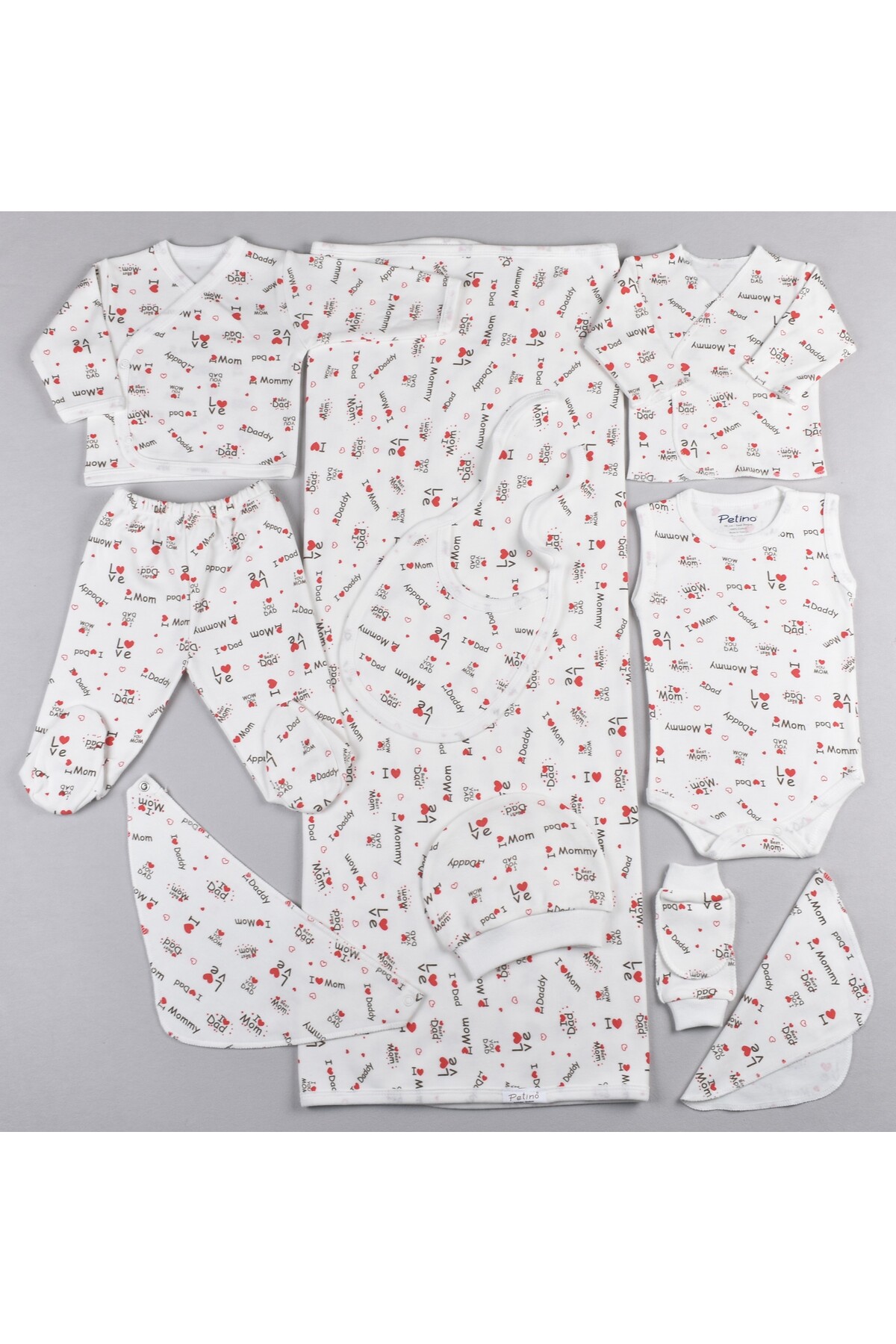 Petino I Love You 10 Parça Kız Bebek Yenidoğan Hastane Çıkışı %100 Pamuk Yumuşak Kumaş Yeni Sezon fotoğrafı 2 (önizleme)