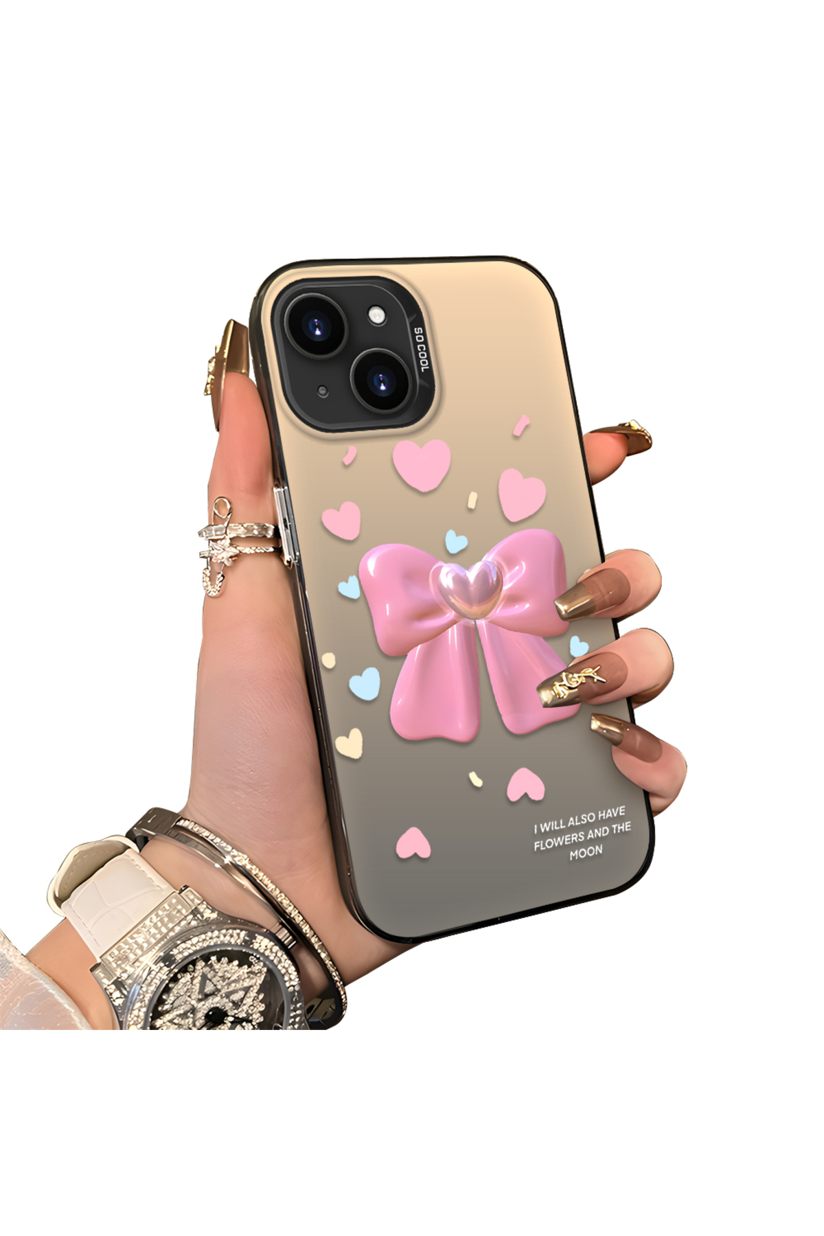 iPhone 13 Compatible Silicone Edge Hard Rear Anti Fall Case Butterfly Tie Patterns