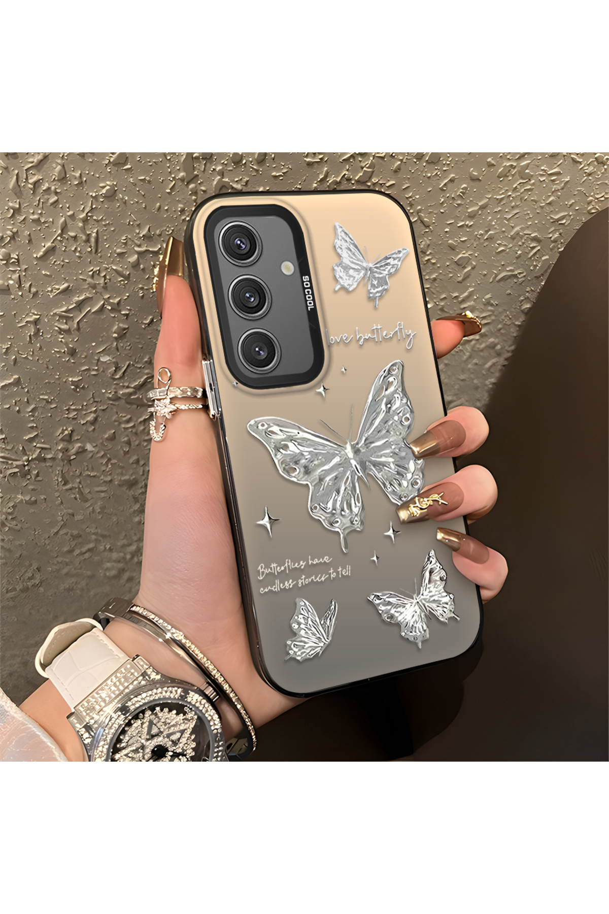 Samsung Galaxy S24 Compatible Silicone Edge Hard Back Anti Fall Pouch Beautiful patterns