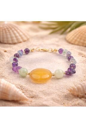 DOĞA KUTUSU KOVA VE BALIK Doğal Taş Çelik Bileklik Florit