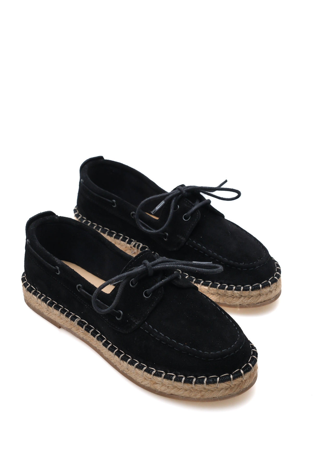 STARK SHOES Kadın Hakiki Deri Süet Bağcıklı Espadril