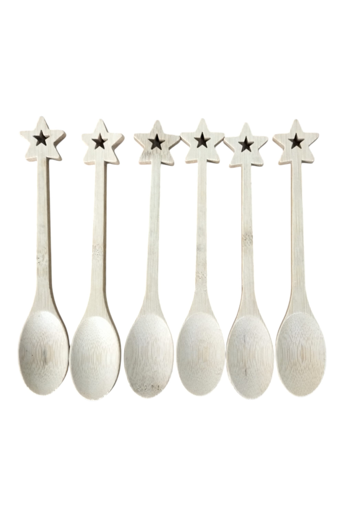 BAMBU ÇAY,BAHARATLIK KAŞIK 6 LI SET YILDIZ FİGÜRLÜ