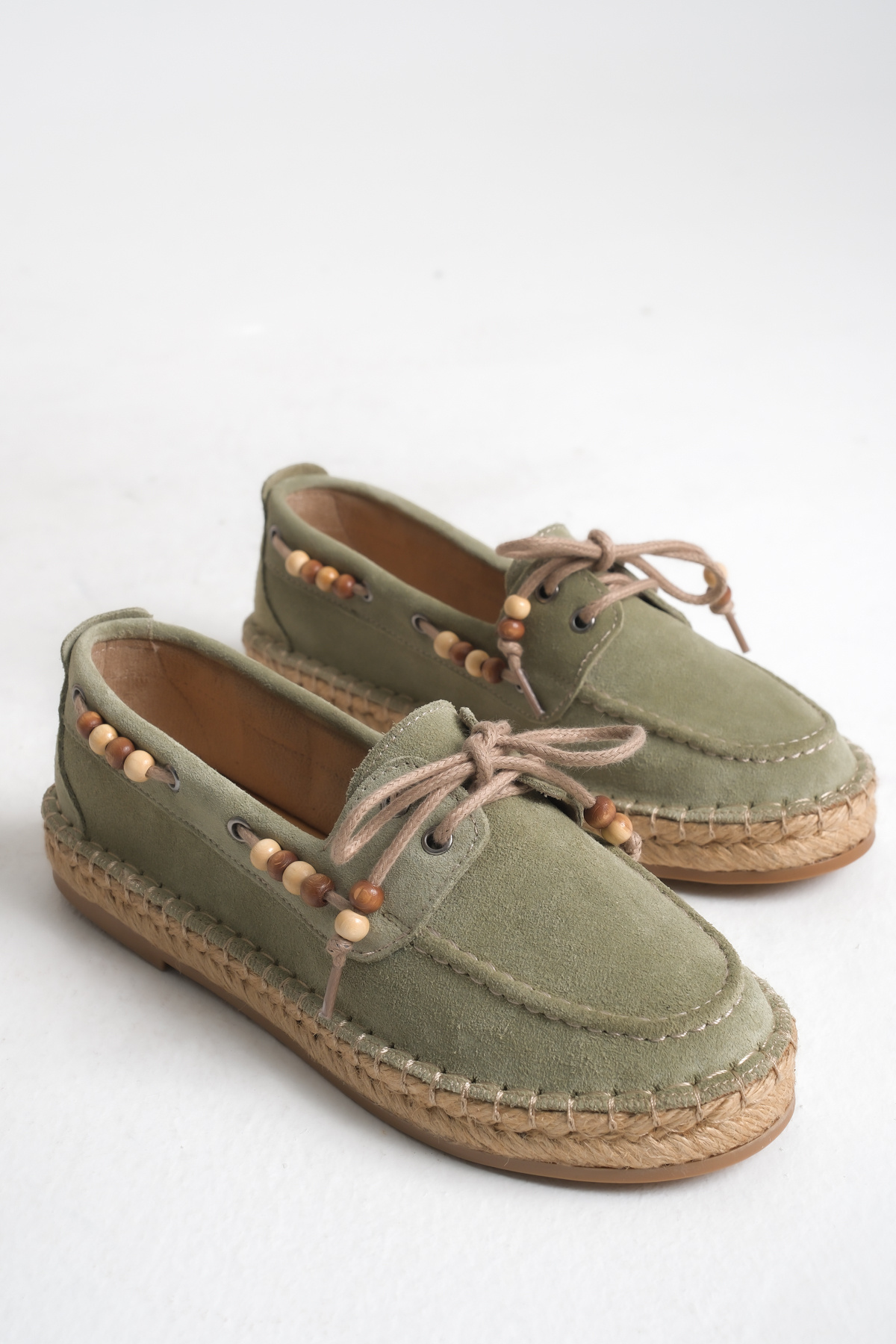 STARK SHOES Kadın Hakiki Deri Süet Boncuklu Espadril