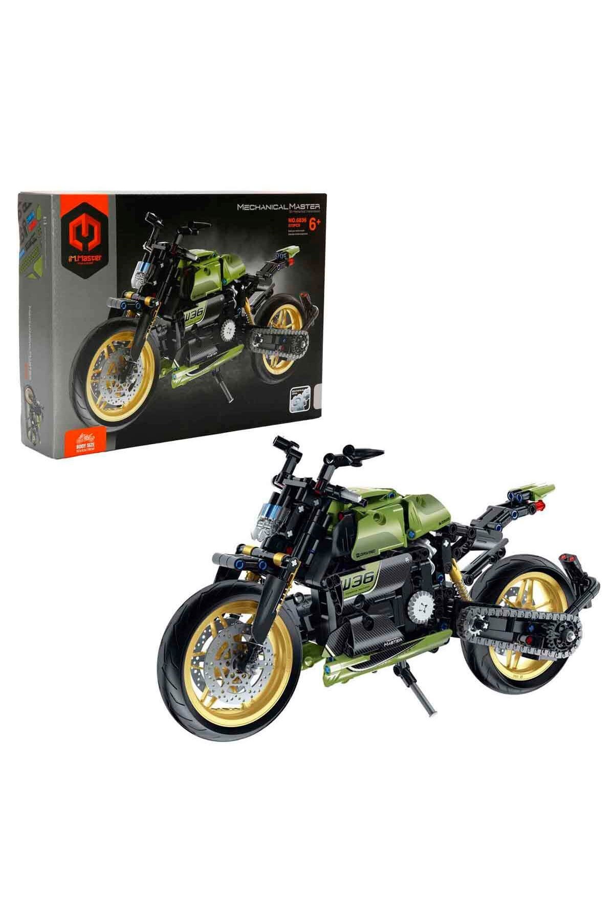 مجموعه مونتاژ موتورسیکلت Im. Master Green – مدل فنی ۵۷۲ قطعه‌ای با کمک‌فنرهای عملکردی