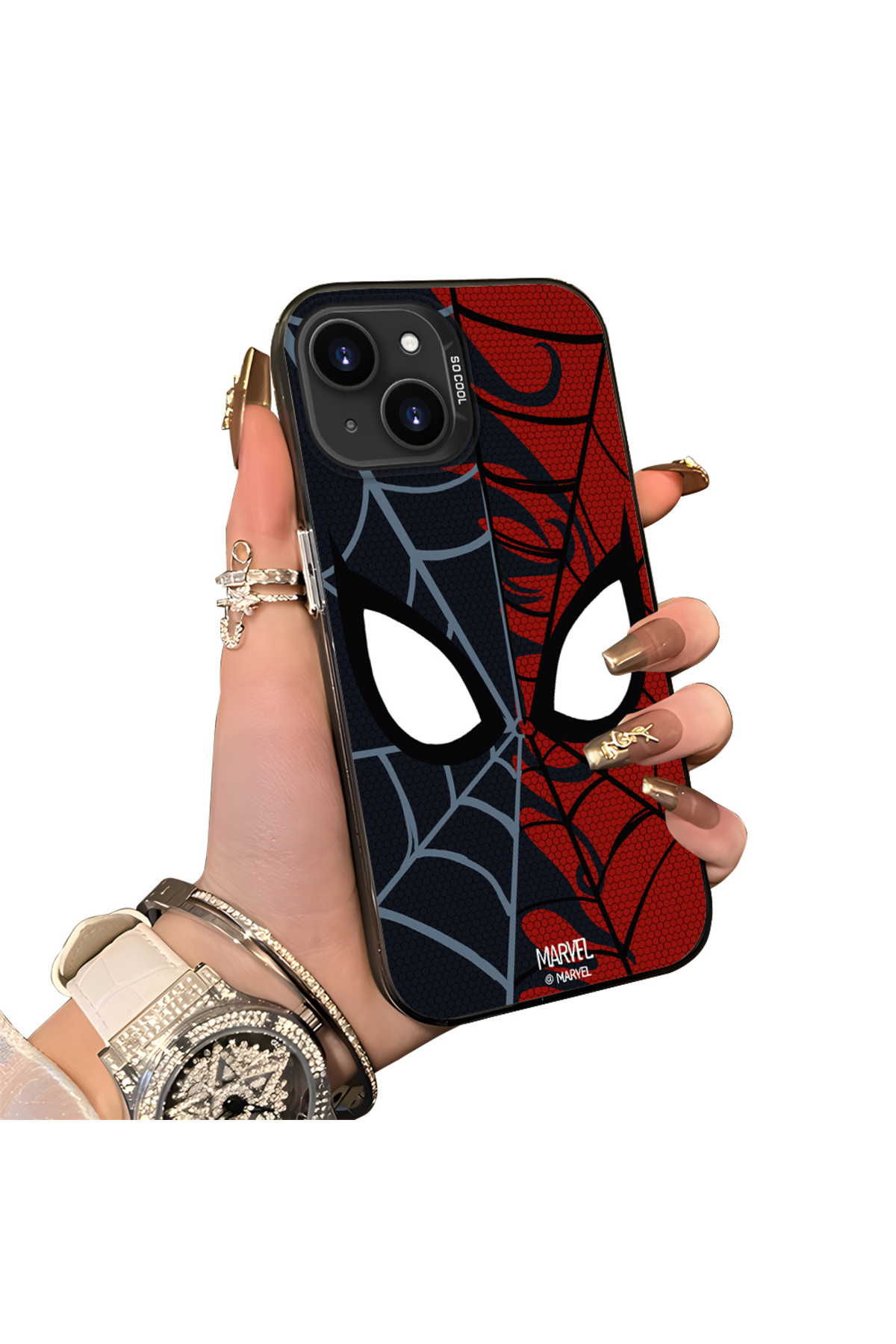 iPhone 13 Compatible Silicone Edge Hard Rear Anti Fall Case Spiderman patterns
