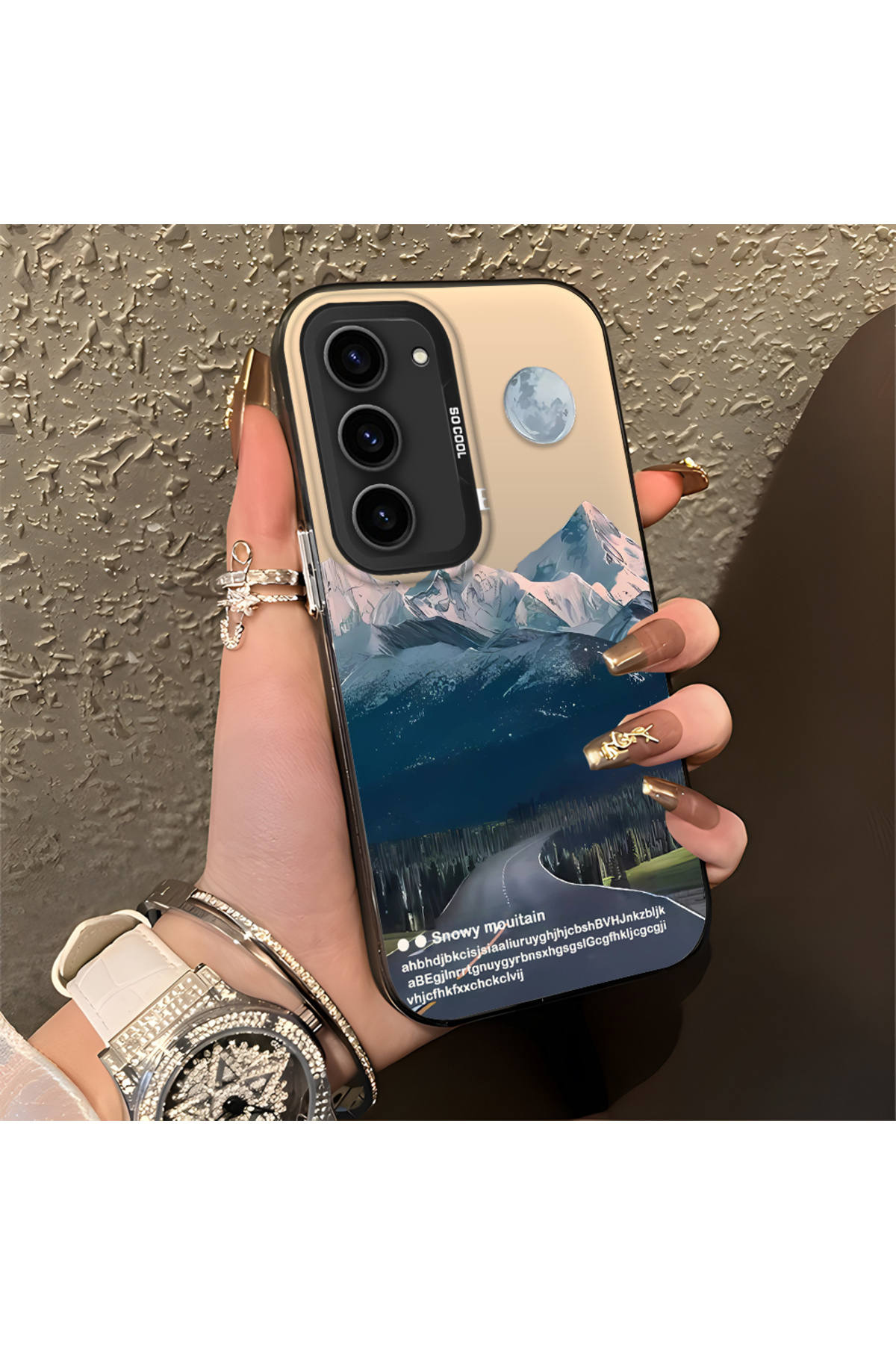 Samsung Galaxy S23 Compatible Silicone Edge Hard Rear Anti Fall Case Mountain top patterns