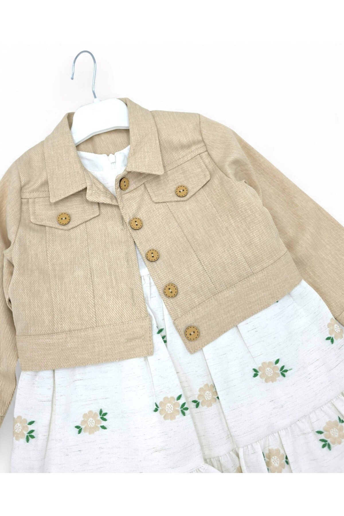 Ege Bebek Kız Çocuk Keten Bolerolu Askılı Çiçekli Elbise, 2-10 Yaş Çiçekli Bayramlık Elbise fotoğrafı 5 (önizleme)