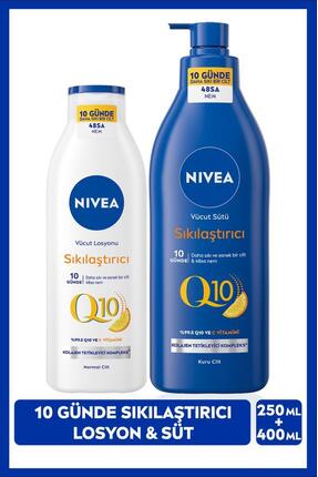 NIVEA Q10 Sıkılaştırıcı Vücut Bakım Sütü 400ml ve Vücut Losyonu 250ml, C Vita...