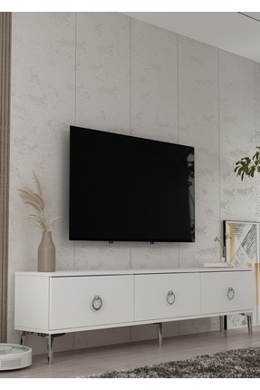 DEMONTE DECOR 1349TV180-1DD TV SEHPASI BEYAZ-GÜMÜŞ