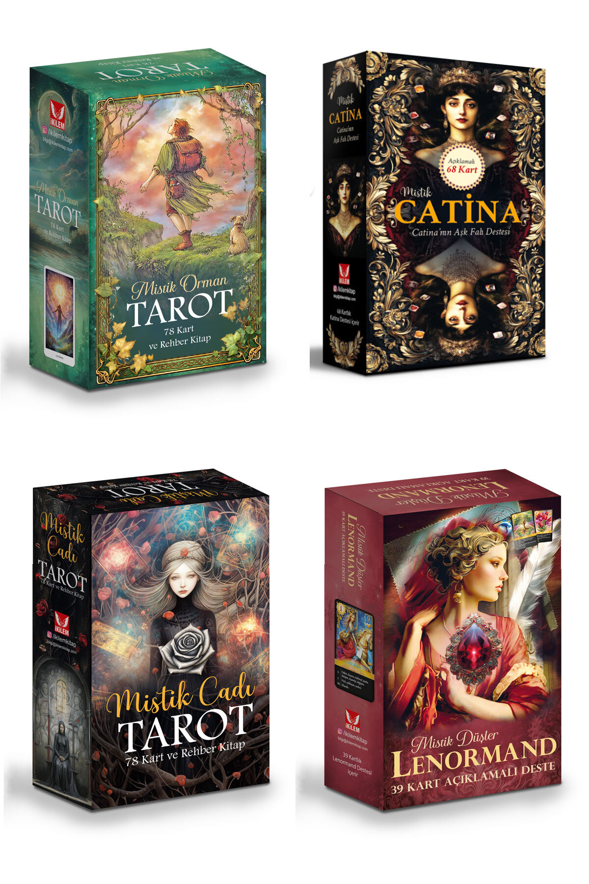 İkilem Yayınevi Mistik Tarot Kehanet Seti / 4 Deste - Orman, Cadı