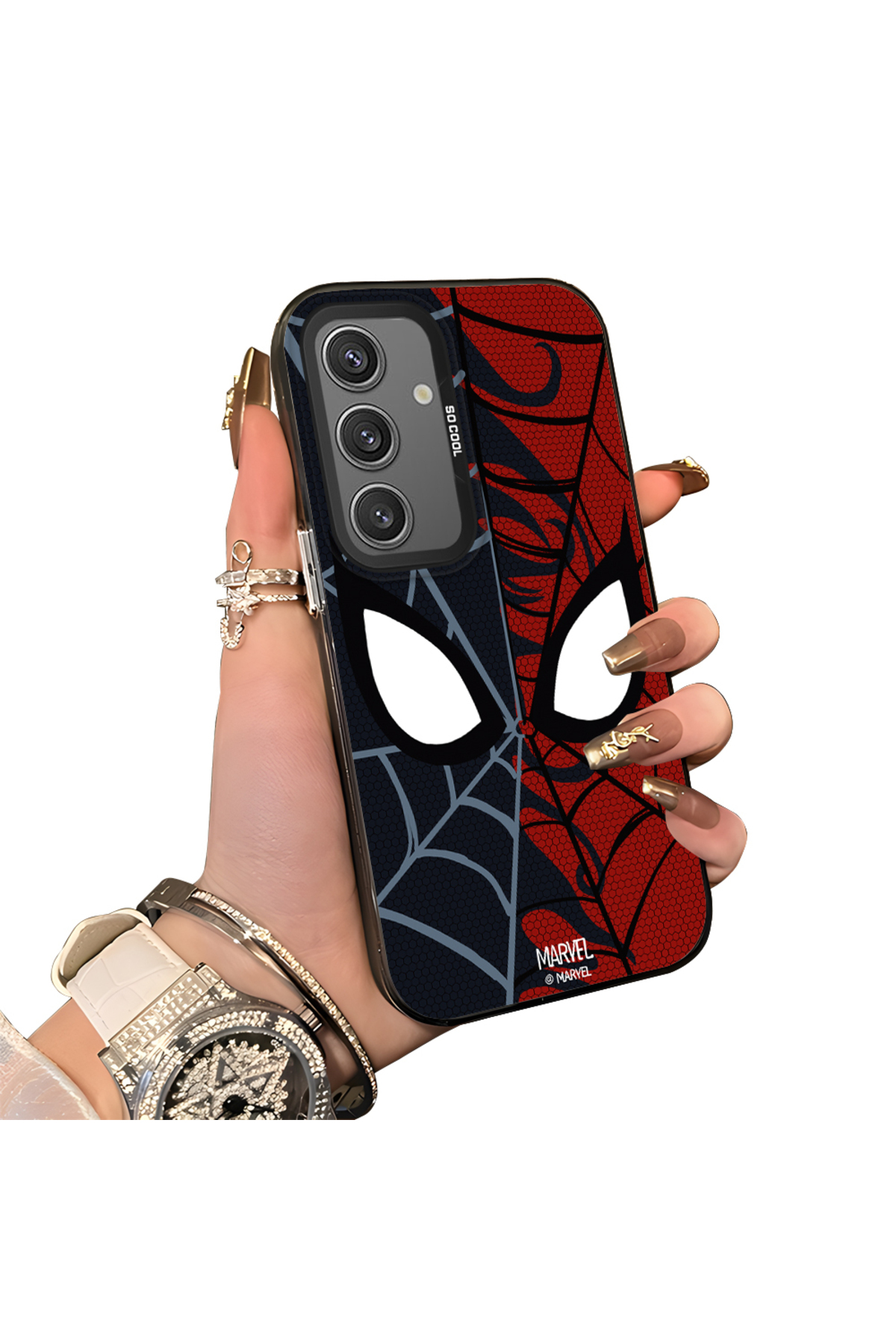 Samsung Galaxy S24 Compatible Silicone Edge Hard Rear Anti Fall Case Spiderman patterns