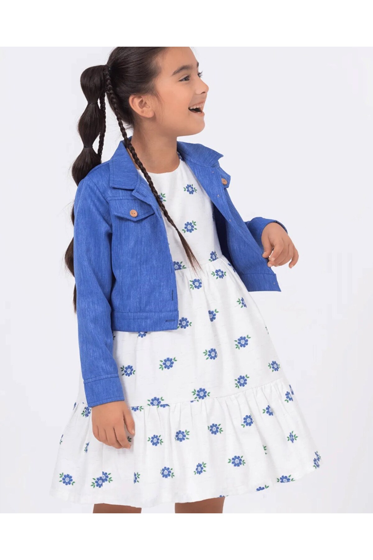 Ege Bebek Kız Çocuk Keten Bolerolu Askılı Çiçekli Elbise, 2-10 Yaş Çiçekli Bayramlık Elbise fotoğrafı 4 (önizleme)