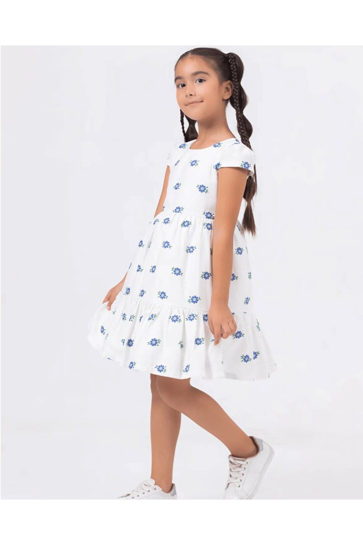 Ege Bebek Kız Çocuk Keten Bolerolu Askılı Çiçekli Elbise, 2-10 Yaş Çiçekli Bayramlık Elbise fotoğrafı 2 (önizleme)