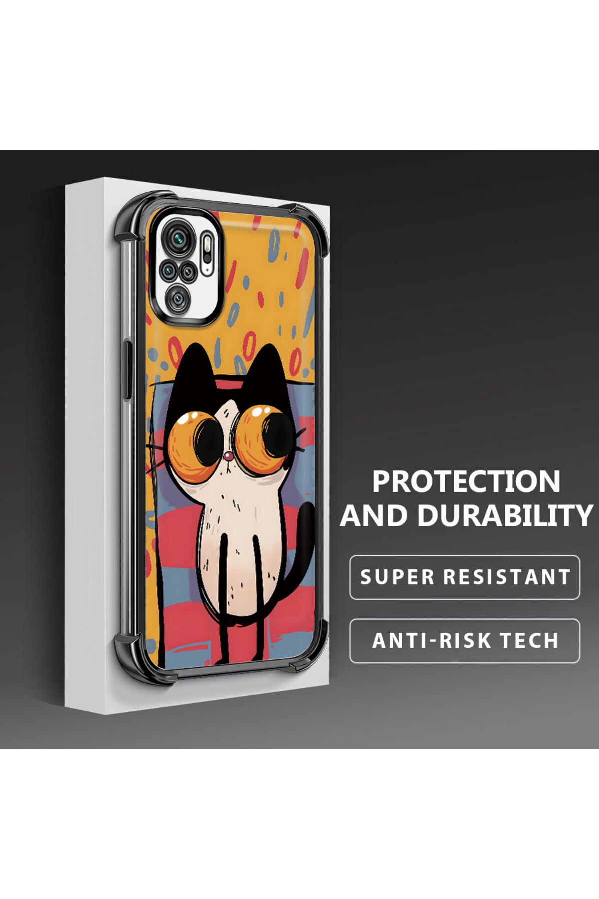 Xiaomi Redmi Note 10S Compatible Transparent Silicone Surge Protective Case Kitten Patterns