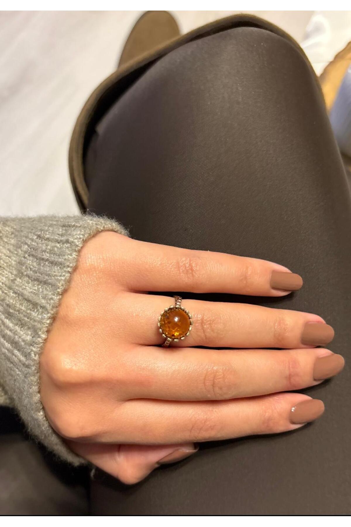 Women's Bronze Plated Face with Amber Gemstone