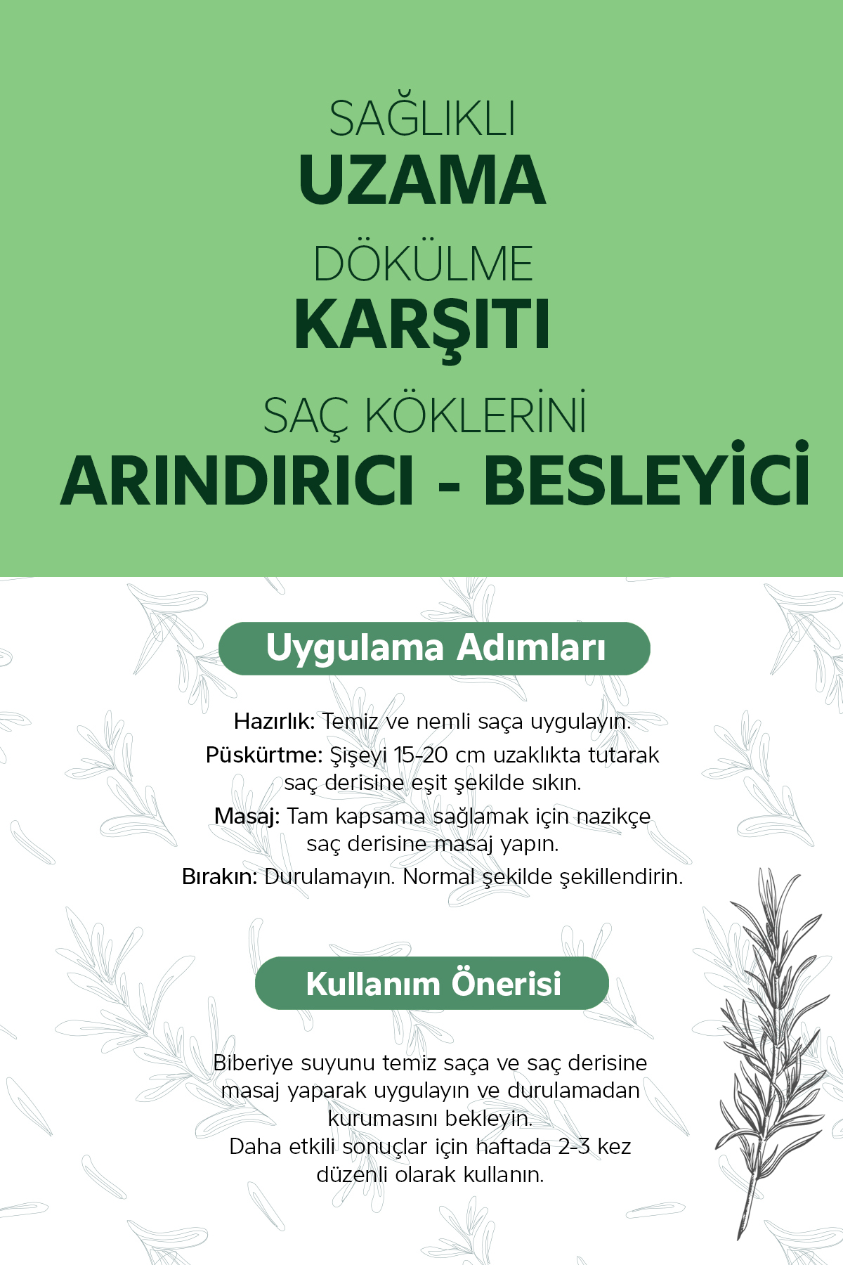 Biberiye Suyu Dökülme Karşıtı ve Saç Uzamasını Destekleyici Saç Toniği %100 Doğal ve Saf 100 ml — UNC-BS-100 — تصویر 4 از 4