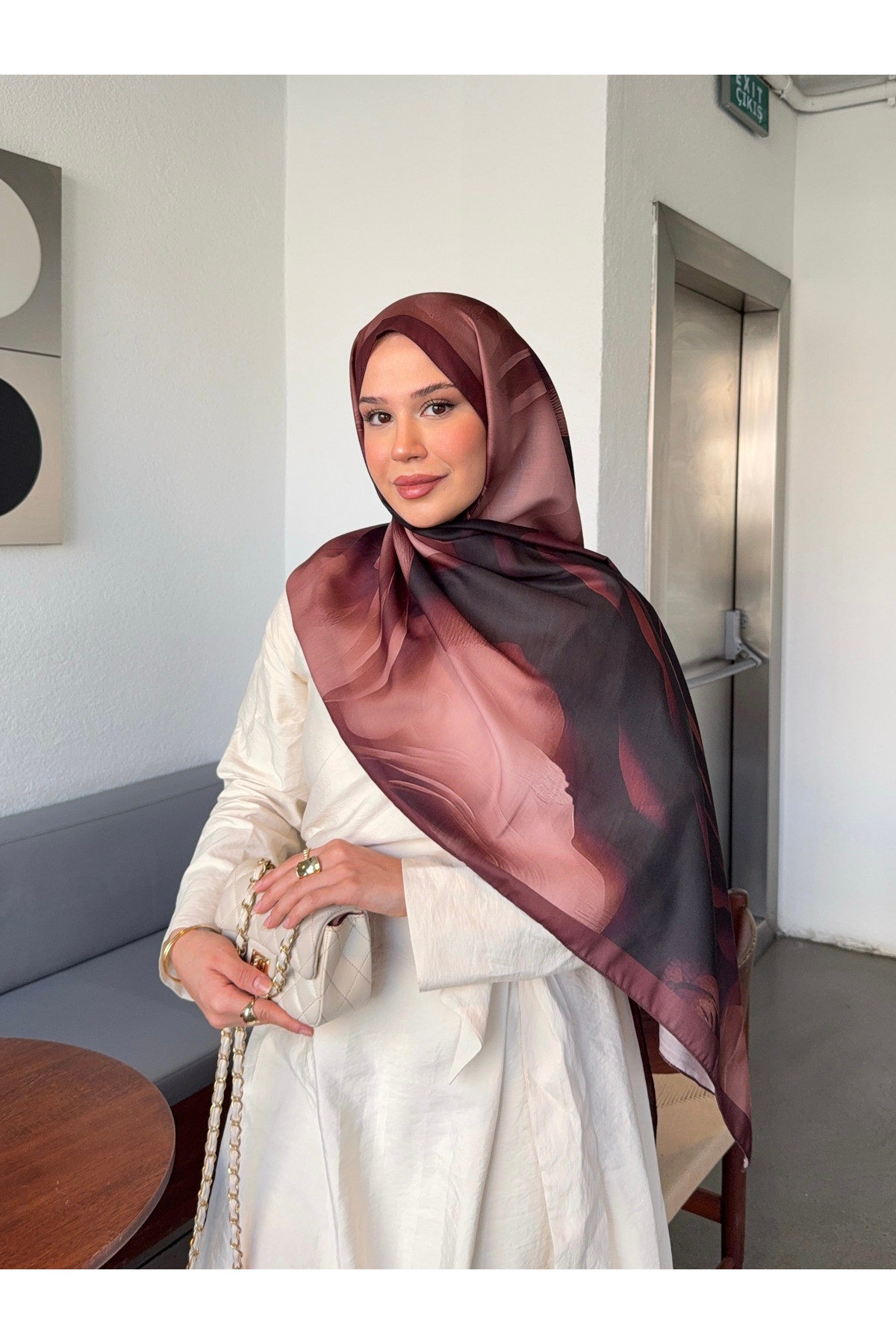 Mira İpek  Desenli Pamuk Soft Şal Marline Serisi ps197 - Görsel 4